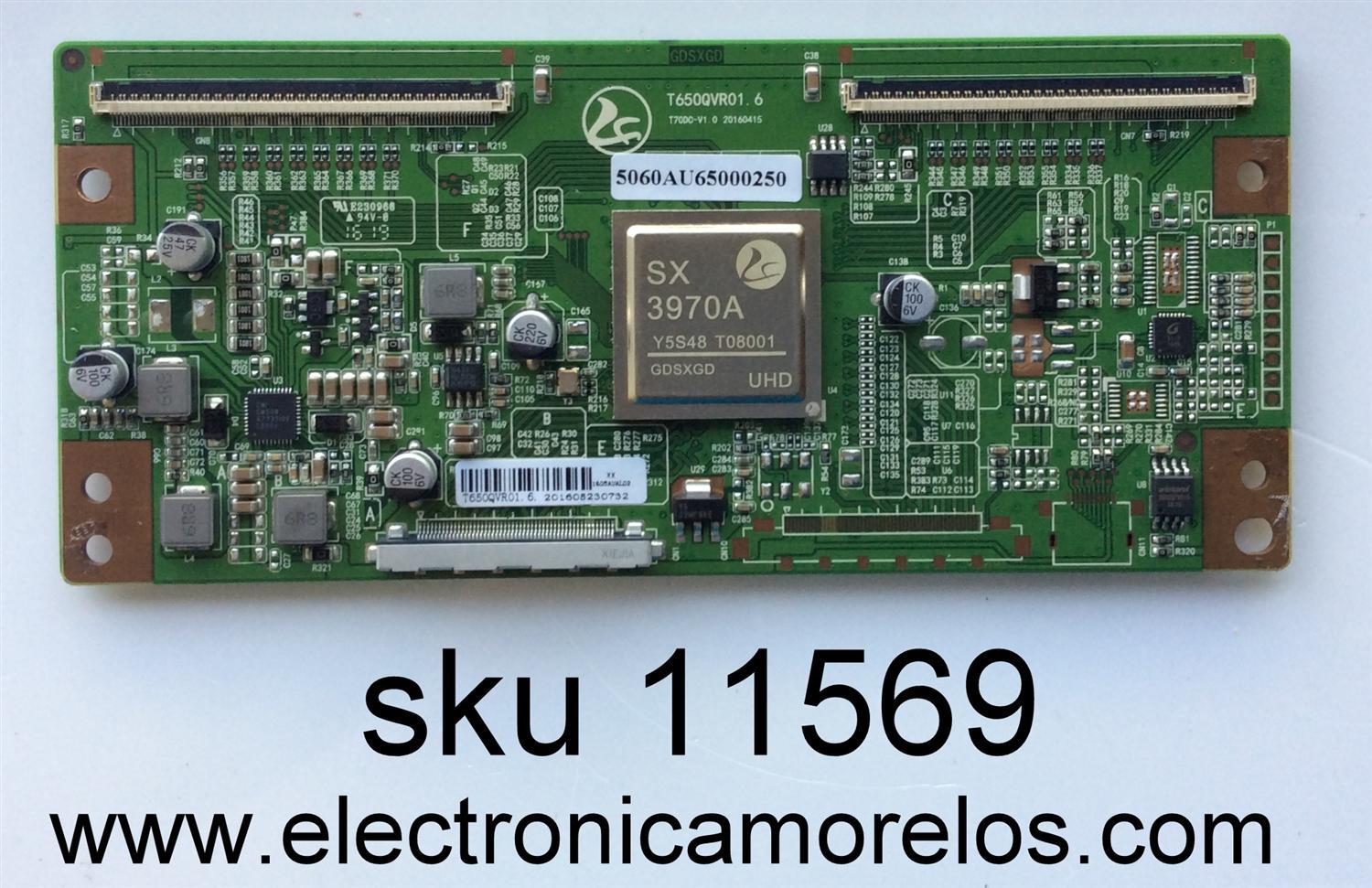 T-CON / HITACHI 5060AU65000250 / T650QVR01.6 / MODELO LE65K6R9 / PANEL HK650WLEDM-AH32H / T650QVN02.0	