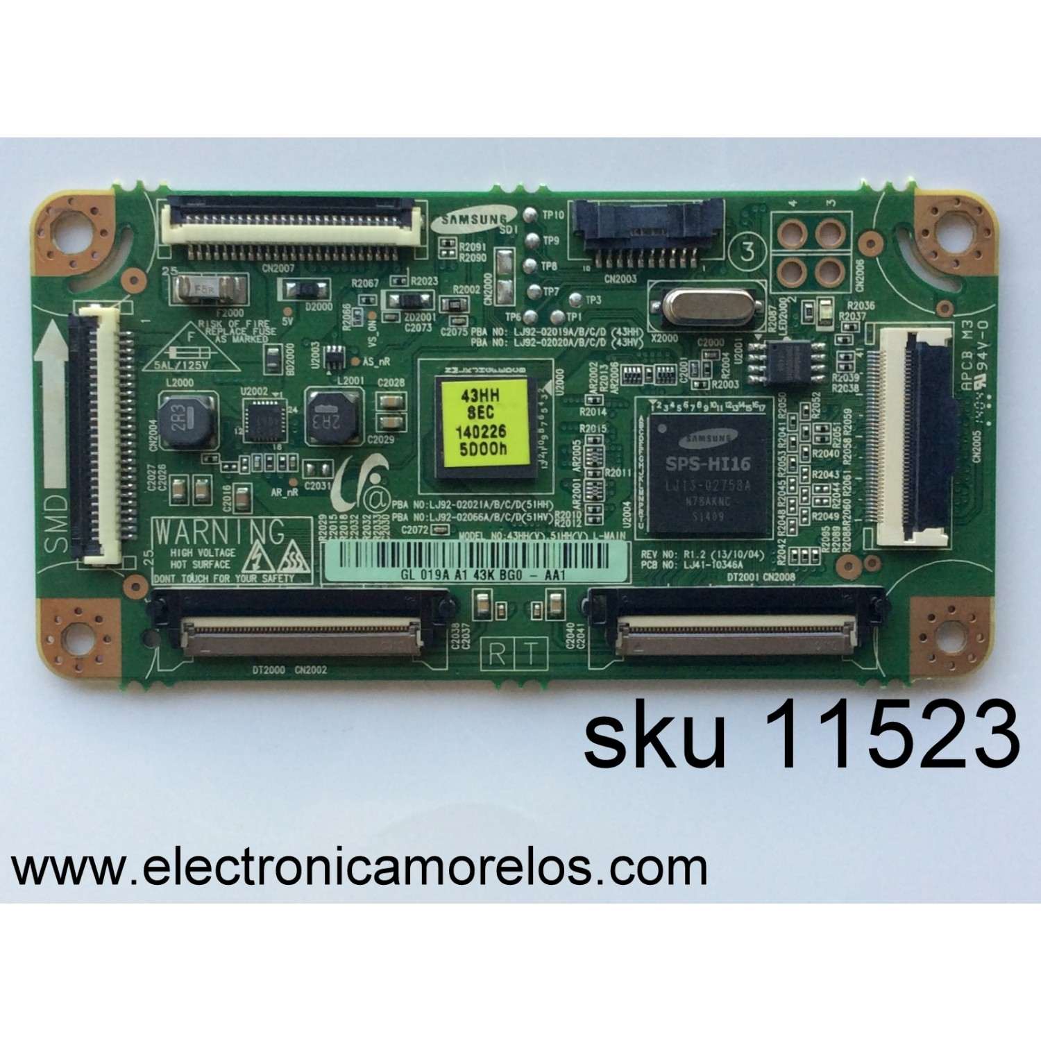 MAIN LOGICA / SAMSUNG BN96-30093A / LJ41-10346A / LJ92-02019A / 019A / MODELO PN43F4500BFXZA TD02 / PANEL S43AX-YD03 / S43AX-YB03	