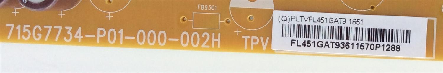 FUENTE DE PODER / VIZIO PLTVFLA451GAT9 / PLTVFLA451GAT9 1651 / 715G7734-P01-000-002H / MODELO D32X-D1 LTTUUKNS / PANEL TPT315B5-FHBN0.K REV:S49P2L	 - Imagen 2