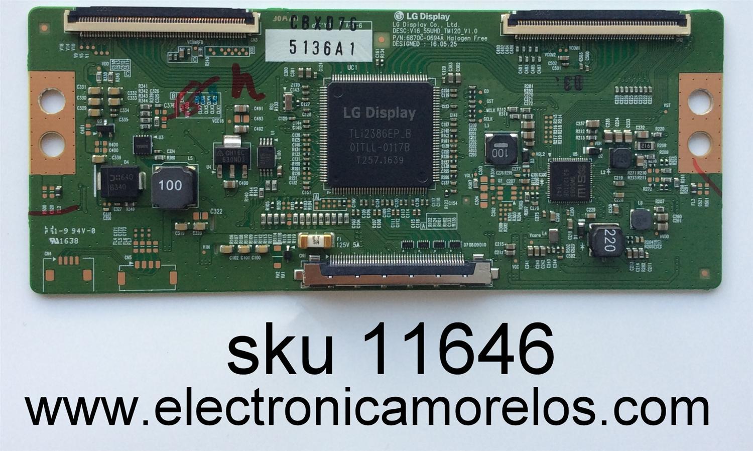 T-CON / LG 6871L-5136A / 5136A / V16_55UHD_TM120_V1.0 / 6870C-0694A / MODELO 55UH6150-UB.BUSWLJR / 55UH6090-UF.BUSWLJR / 55UH615A-UC.BUSWLJR / PANEL LC550EGE(FJ)(M4)