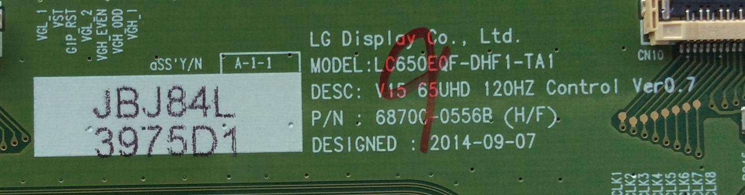 T-CON / VIZIO 6871L-3975D / 3975D / 6870C-0556B / MODELO E65-E1 LTMWVKBS / PANEL LC650EQF(PH)(F1)	 - Imagen 2