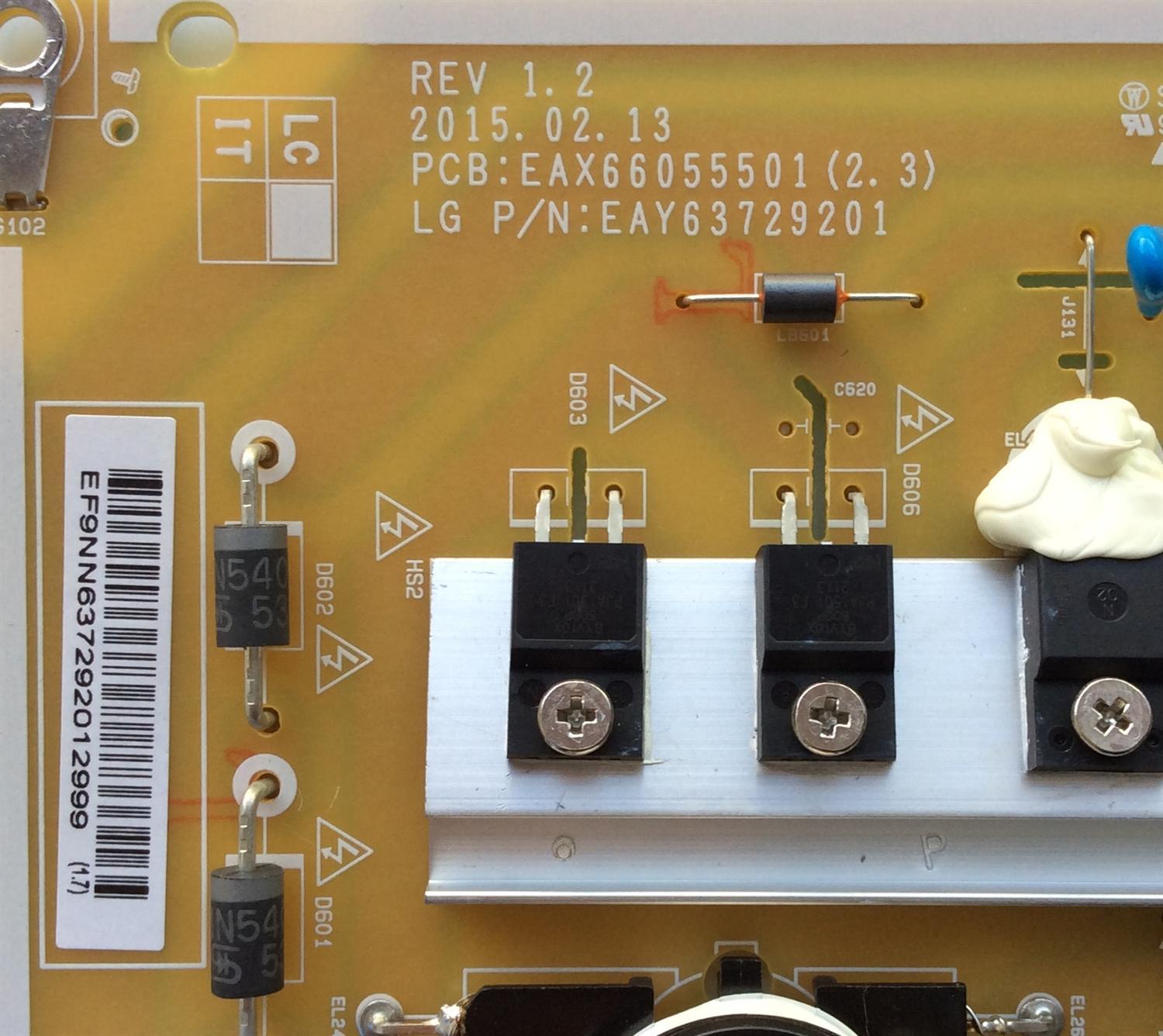 FUENTE DE PODER PARA TV LG / NUMERO DE PARTE EAY63729201 / 63729201 / EAX66055501(2.3) / PANEL LC650EQF (PH)(F1) / MODELO 60UF7700-UJ.BUSYLJR - Imagen 2