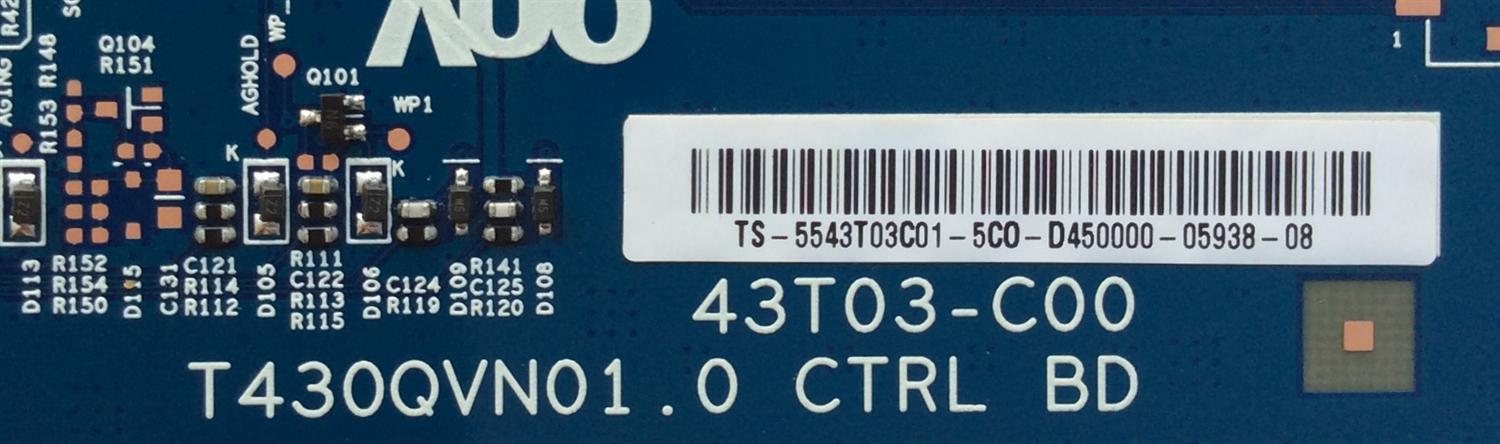 T-CON PARA TV VIZIO / NUMERO DE PARTE 55.43T03.C01 / 5543T03C01 / 43T03-C00 / T430QVN01.0 / SUSTITUTA 5543T03C05 / 55.43T03.C05 / PANEL TPT430H3-QVN01-U REV:S000A / MODELOS M43-C1 LTTWSPCR / M43-C1 LTTWSPAR / L434UCNN / 43UP130 / WD42UT4490 / LC-43UB30U - Imagen 2