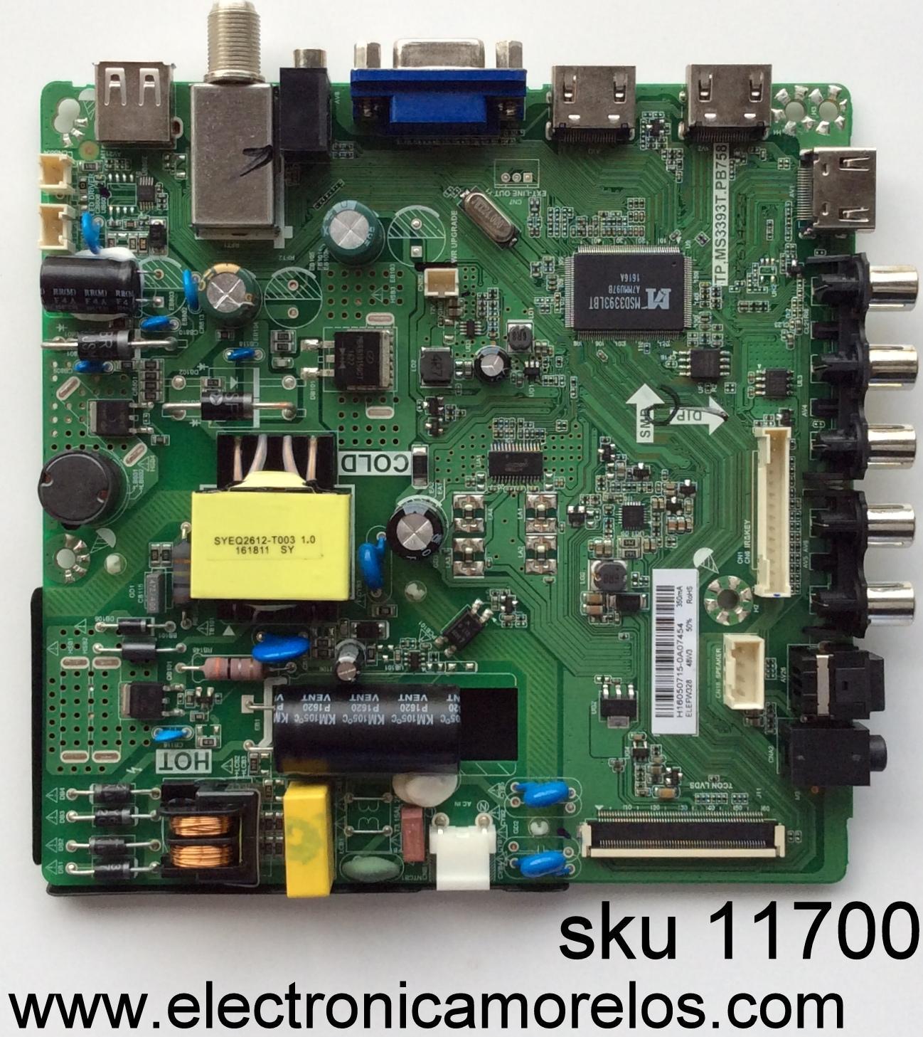 FUENTE / MAIN / ELEMENT H16050715 / TP.MS3393T.PB758 / MODELO ELEFW328 LE-32GJL4-B3 / PANEL BOEI320WX1-01	
