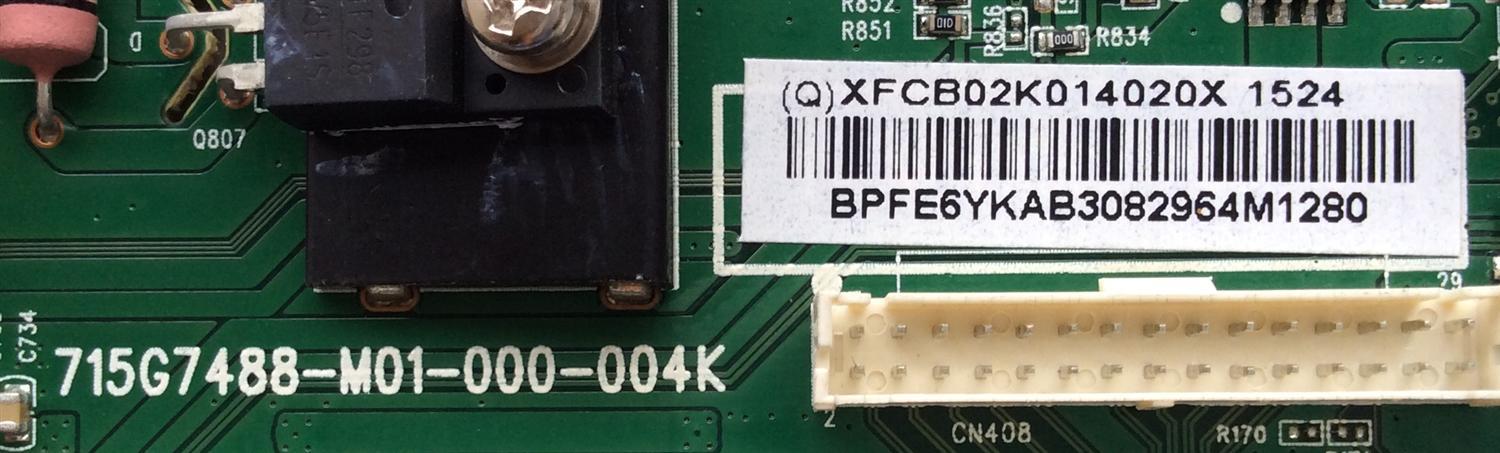 MAIN PARA TV VIZIO / NUMERO DE PARTE XFCB02K014 / 715G7488-M01-000-004K / 756TXFCB02K014 / 756TXFCB02K0140 / PANEL TPT430H3-DUYSHA.G REV:S1G / MODELOS D43-C1 LTBWSEAR / D43-C1 LTT7SEBR - Imagen 2