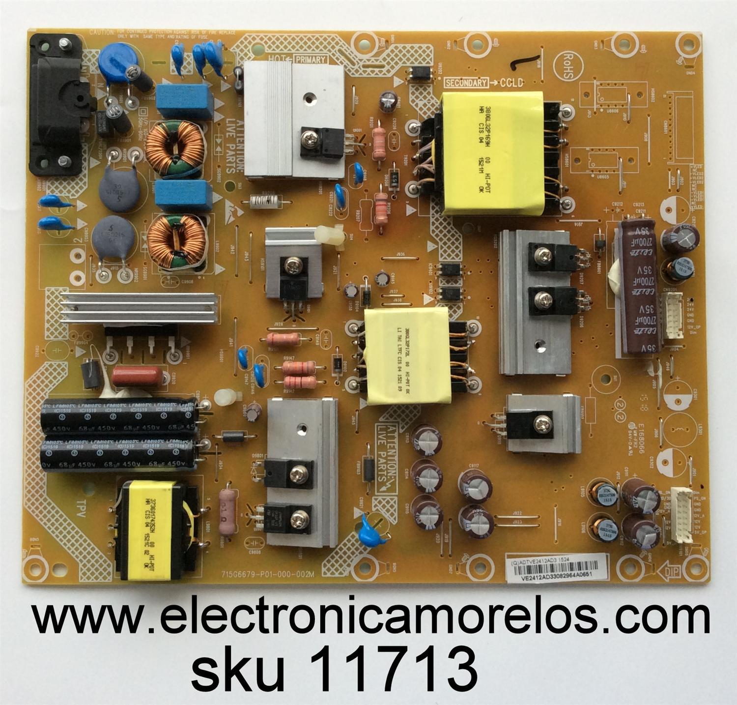 FUENTE DE PODER / VIZIO ADTVE2412AD3 / 715G6679-P01-000-002M / VE2412AD3 / (Q)ADTVE2412AD3 / MODELOS D43-D1 / D43-C1 LTBWSEBR / D43-C1 LTT7SEBR / D43-C1 LTTWSEAR / D43-C1 LTTWSECR / D43-C1 LTBWSEAR / D43-C1 LTBWSEAR