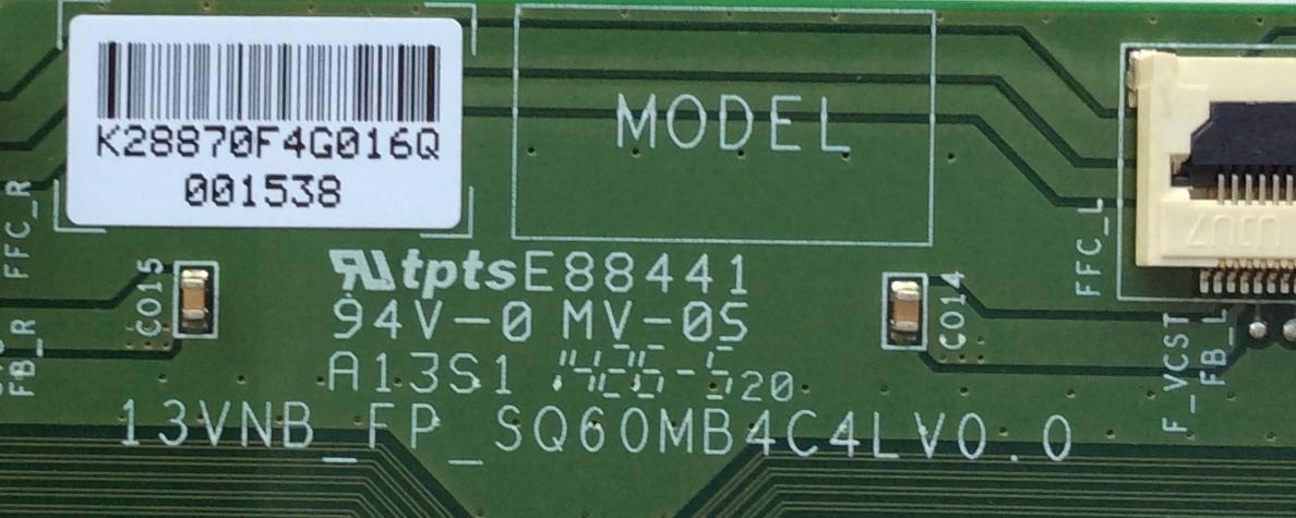 T-CON / TCL LJ94-28870F / 28870F / 13VNB_FP_SQ60MB4C4LV0.0 / MODELO 55FS4610RTAAA / PANEL LVF550WD2L	 - Imagen 2