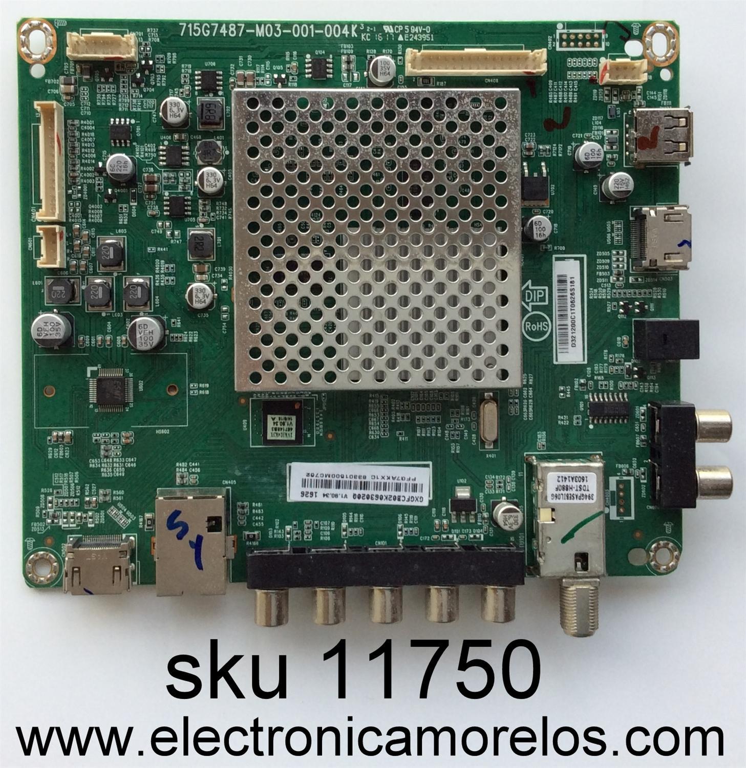 MAIN / VIZIO GXGFCB02K063 / GXGFCB02K063020Q / 715G7487-M03-001-004K / MODELO D32X-D1 LTBUUKJS / PANEL TPT315B5-FHBN0.K REV:S49P2L	