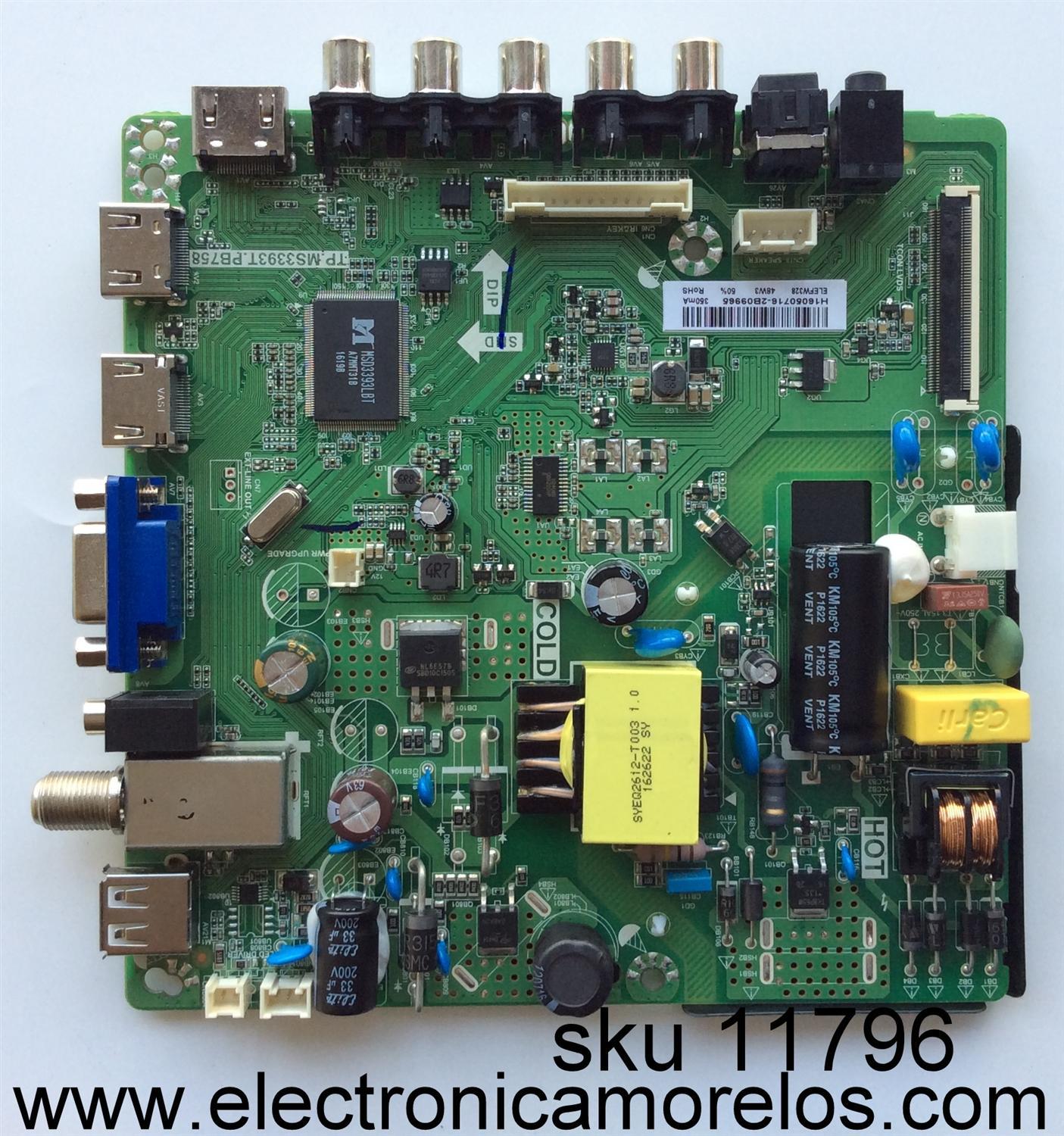 MAIN / FUENTE / (COMBO) / ELEMENT H16050716 / 3200188017 / TP.MS3393T.PB758 / MODELO ELEFW328 LE-32GJL4-B3 / PANEL BOEI320WX1-01	