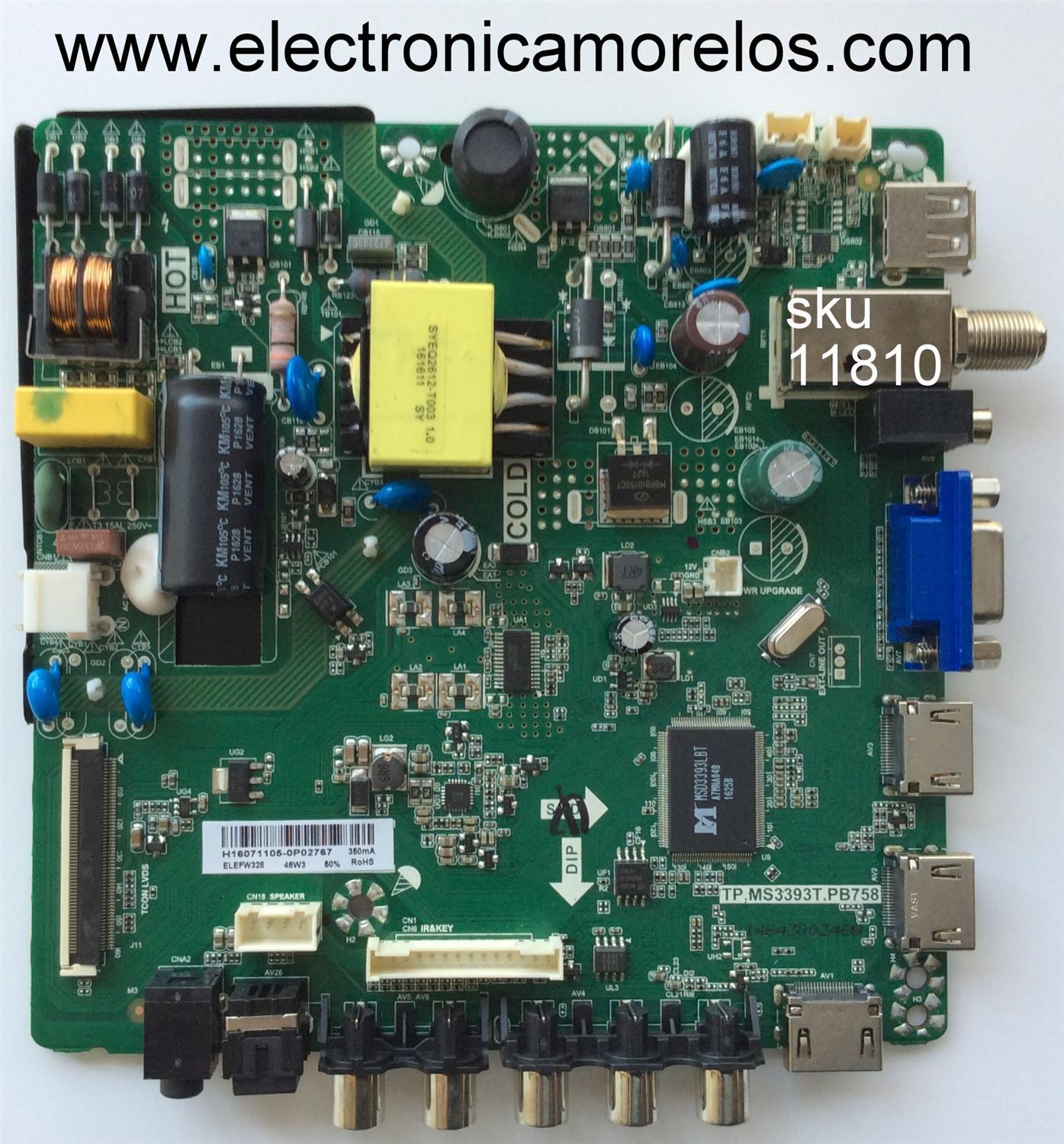 MAIN / FUENTE / (COMBO) ELEMENT H16071105 / TP.MS3393T.PB758 / MODELO ELEFW328 LE-32GJL4-B3 / PANEL BOEI320WX1-01	