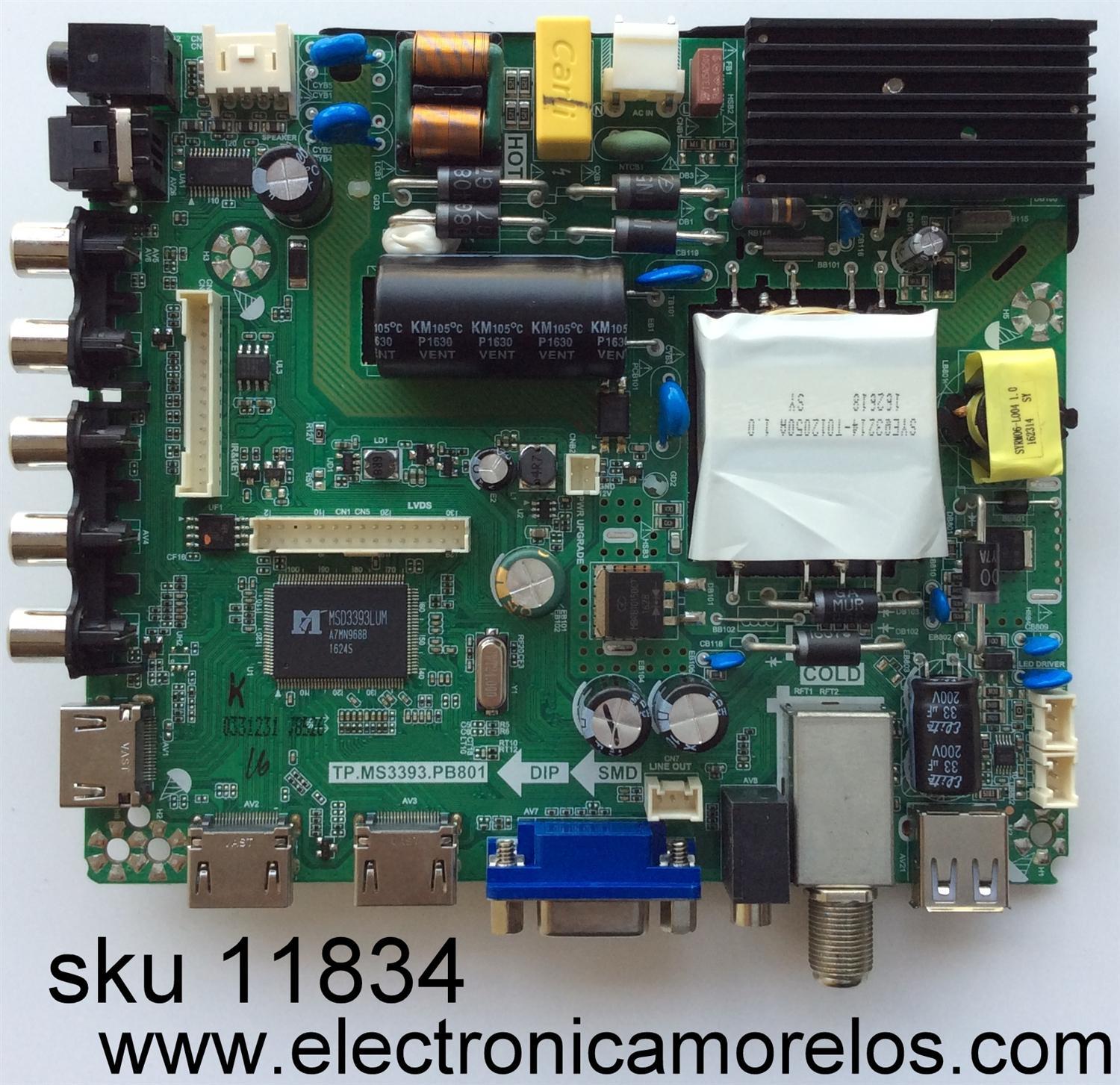MAIN / FUENTE / (COMBO) ELEMENT K16078526 / SY16200-2 / TP.MS3393.PB801 / MODELO ELEFW5016 / PANEL V500HJ1-PE8	