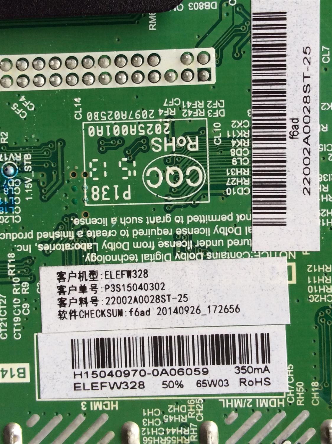 MAIN / FUENTE / ELEMENT H15040970 / TP.MS3393.PB851 / MODELO ELEFW328	 - Imagen 2