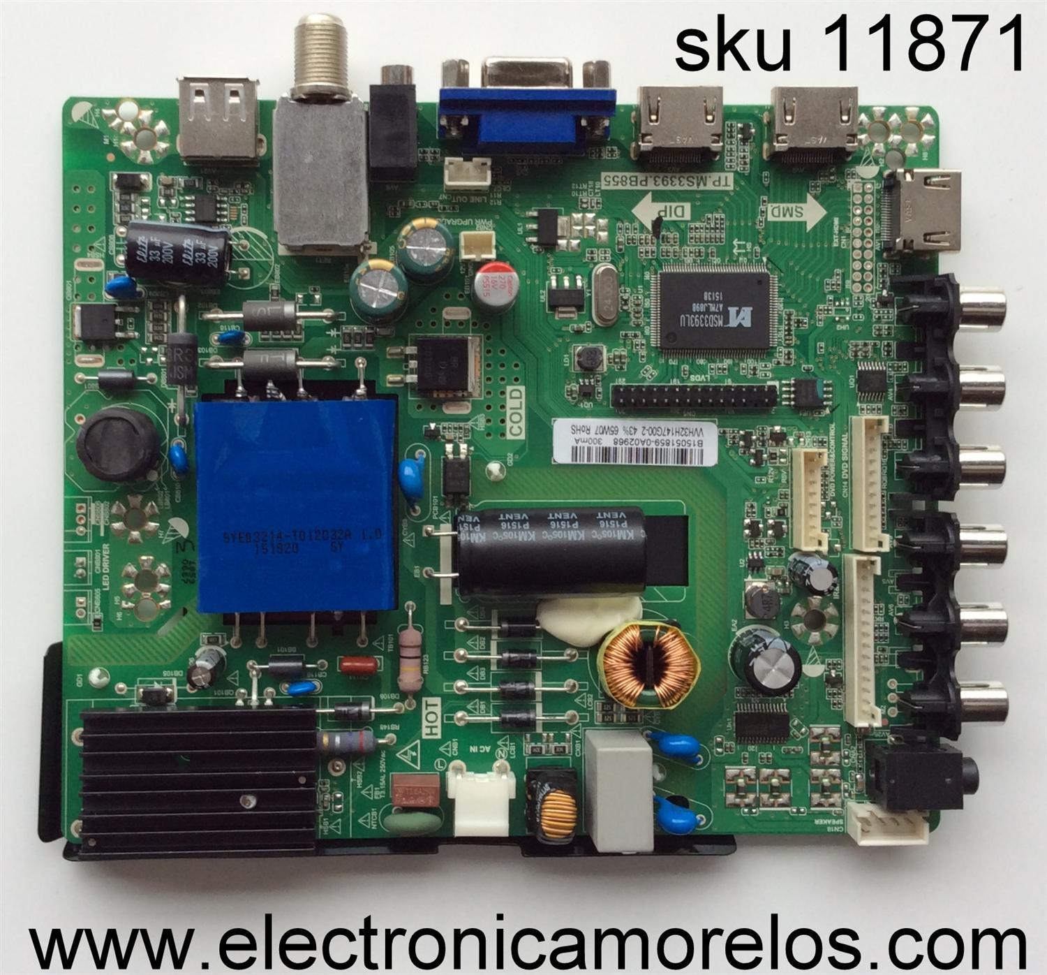 MAIN / FUENTE / (COMBO) / JVC B15051859 / TP.MS3393.PB855 / 890.CVS-3393PB855-3H / MODELO LT-32DE75 AAR / PANEL WH32H147G00-2	