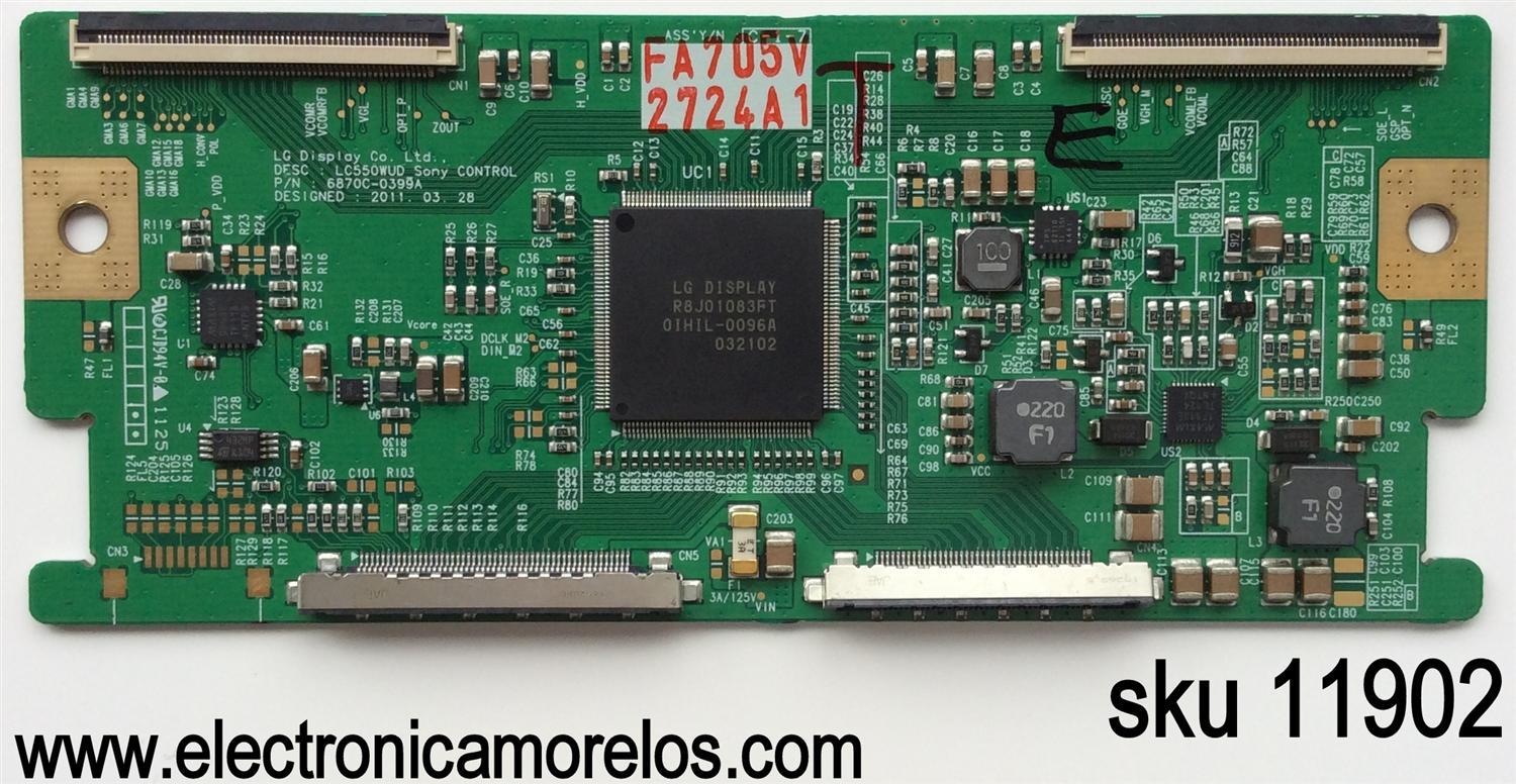 T-CON / SONY 6871L-2724A / 6870C-0399A / 2724A / MODELO KDL-55BX520 / PANEL LC550WUD(SC)(A3)	