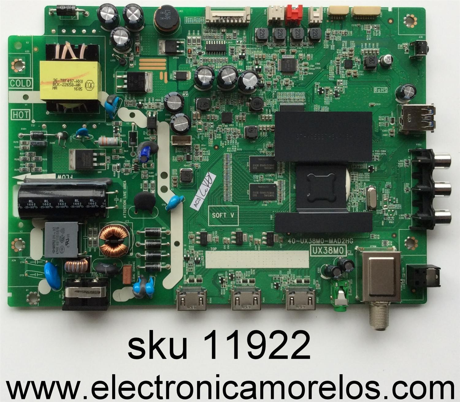 MAIN / FUENTE (COMBO) TCL T8-28NAZP-MA1 / GTC000415A / V8-UX38001-LF1V025 / 40-UX38M0-MAD2HG / MODELO 28S3750 / PANEL LVW280CS0T	