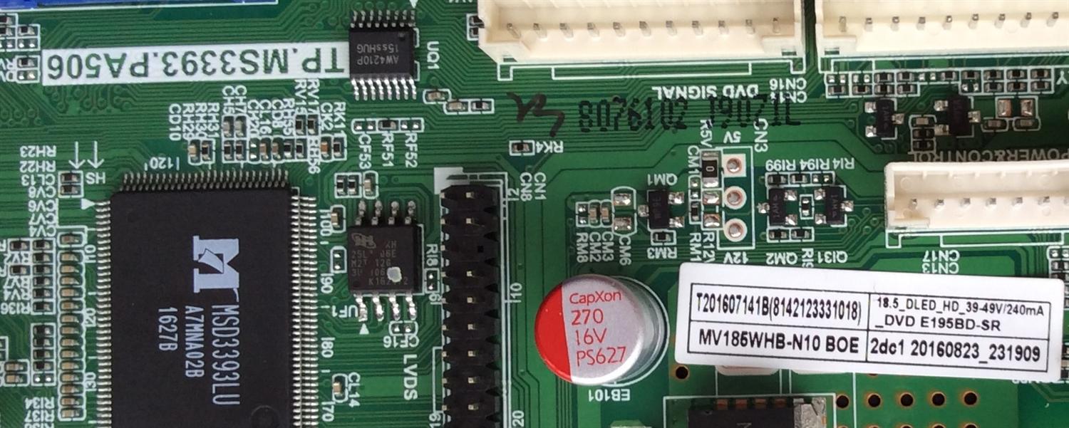 MAIN / FUENTE / (COMBO) K16089071 / TP.MS3393.PA506 / MODELO E19 BZQV93JB / PANEL MV185WHB-N10	 - Imagen 3