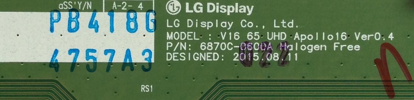 T-CON / LG 6871L-4757A / 6870C-0600A / 4757A / MODELO 65UH7650-UA.BUSWLJR / PANEL LC650EGE(FJ)(M1)	 - Imagen 2