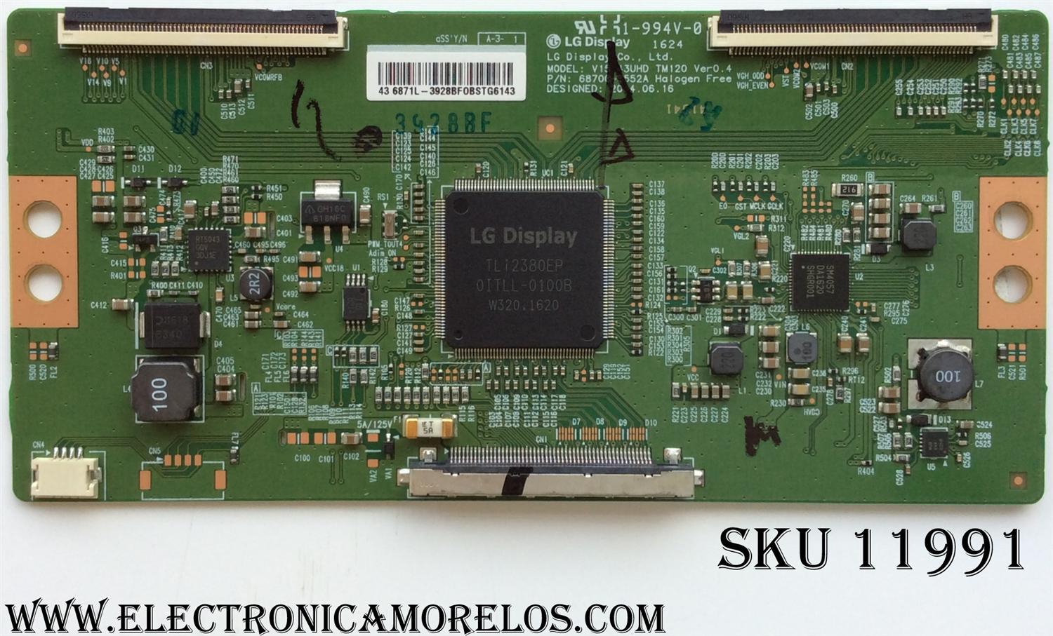 T-CON / HISENSE 6871L-3928B / 6870C-0552A / 3928B / MODELO 43CU6100 / PANEL HD426K3U21	