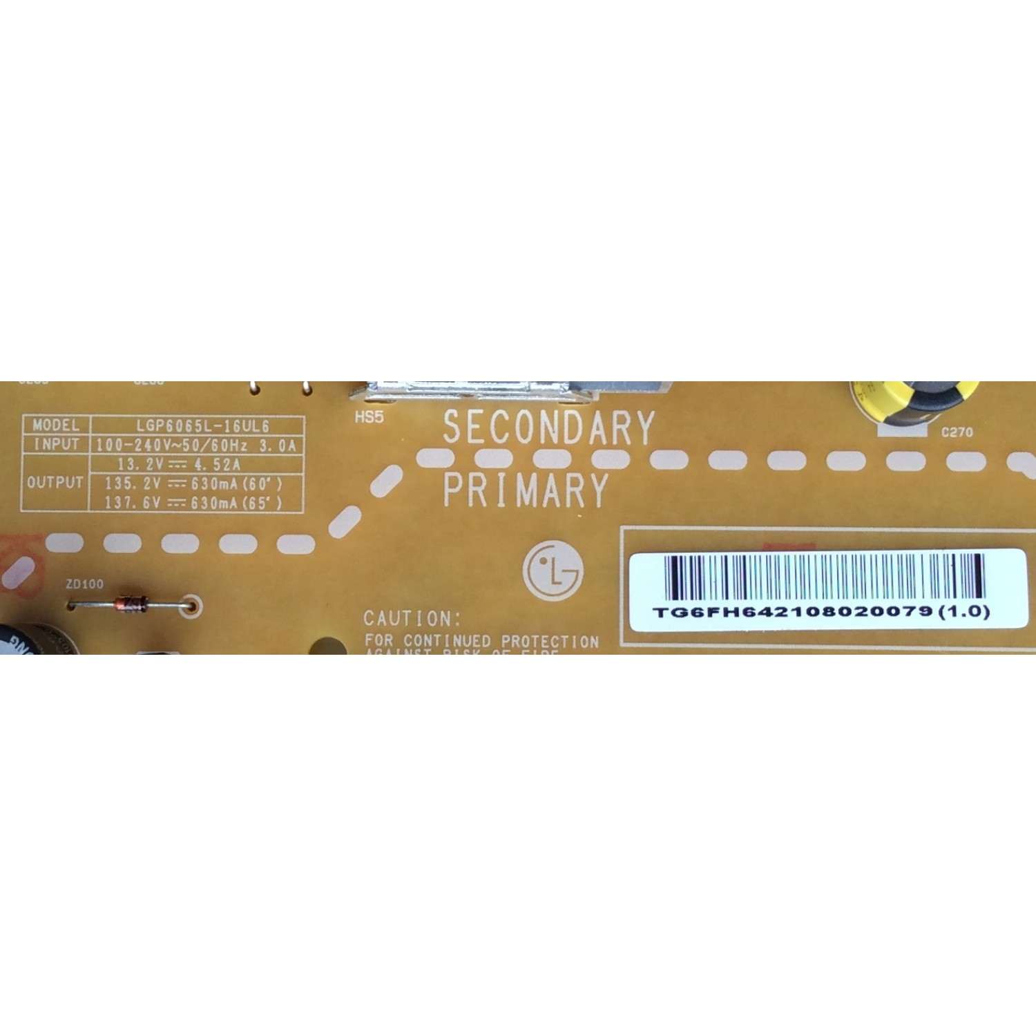 FUENTE DE PODER / LG EAY64210802 / 64210802 / EAX66796301(1.9) / LGP6065L-16UL6 / MODELO 65UH7650-UA.BUSWLJR / PANEL LC650EGE(FJ)(M1)	 - Imagen 2