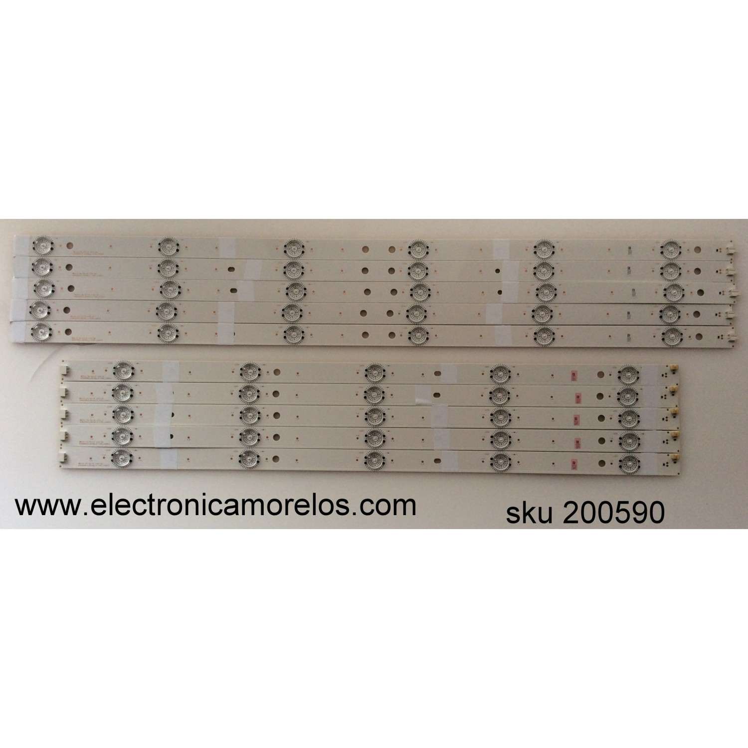 KIT DE LED'S PARA TV APEX (4 PIEZAS) / NUMERO DE PARTE B002X19WCA062871B1 A / HX-S(I) / A002X19WCA003481A2 A / PANEL V390HJ1-P02 REV.C1 / MODELO LE3943