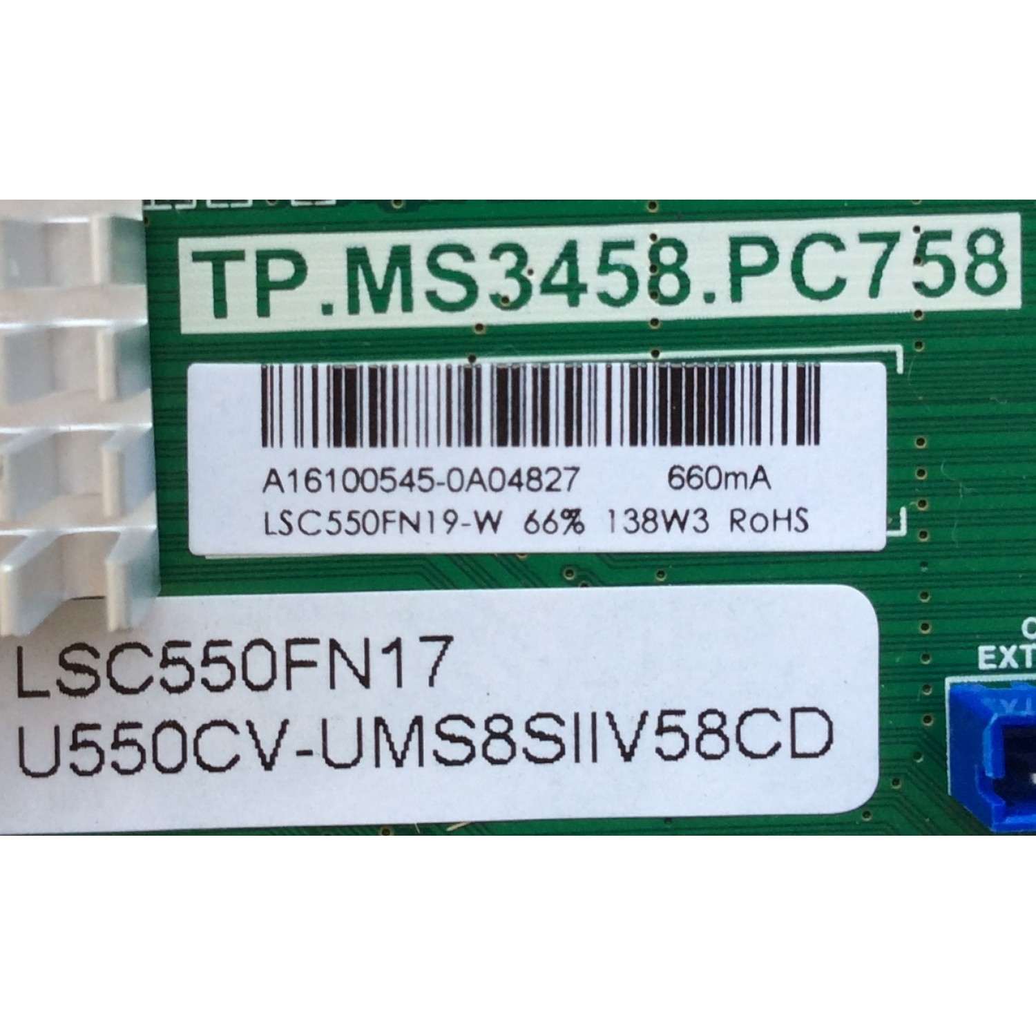 MAIN / FUENTE / (COMBO) / SCEPTRE A16100545 / TP.MS3458.PC758 / MODELO U55 SIIV58CD / PANEL LSC550FN17	 - Imagen 2