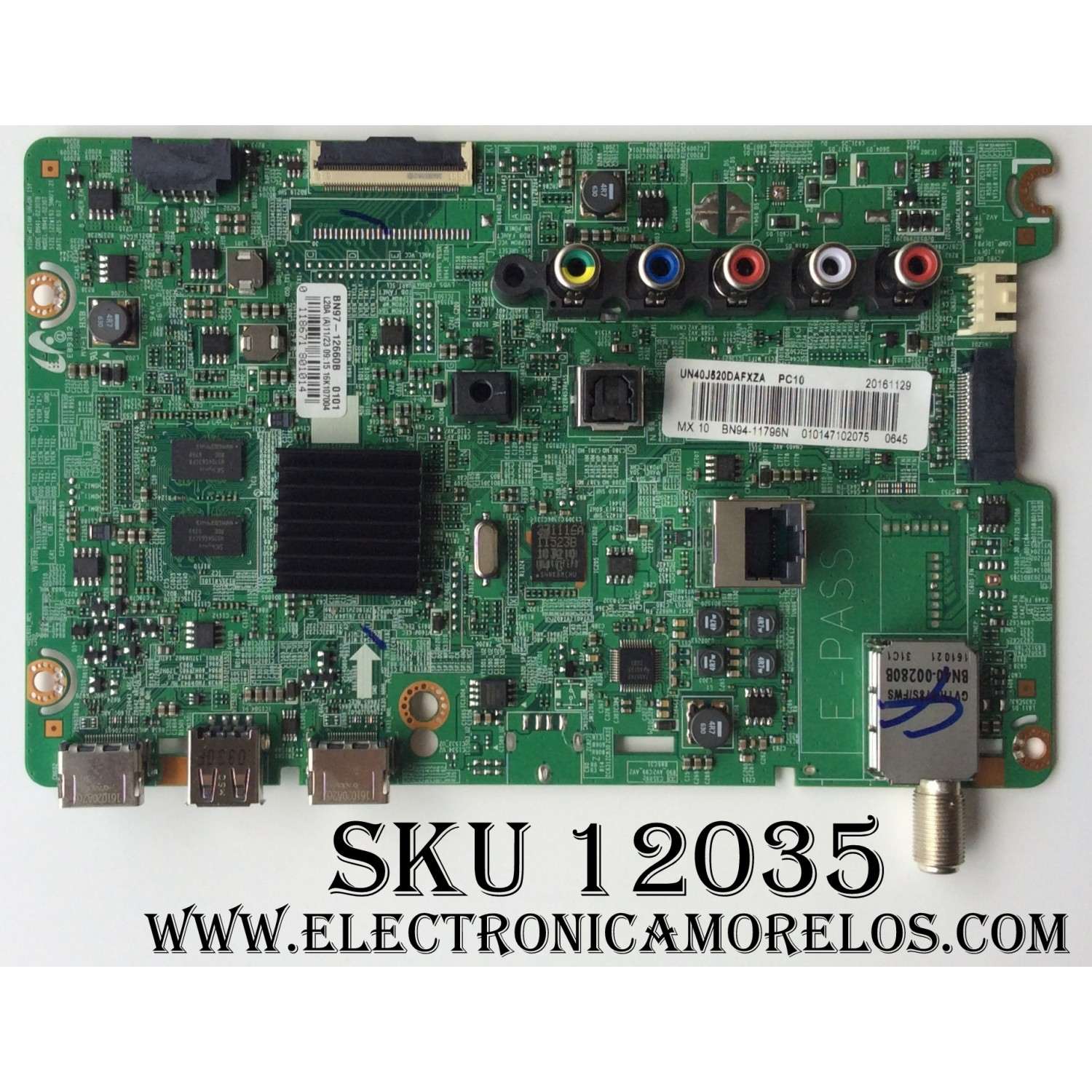 MAIN PARA TV SAMSUNG / NUMERO DE PARTE BN94-11796N / BN41-02307B / BN97-12660B / BN9411796N / PARTE SUSTITUTA BN94-11169G / PANEL CY-JJ040BGNV5H / MODELOS UN40J520 / UN40J520DAFXZA / UN40J520DAFXZA DA04
