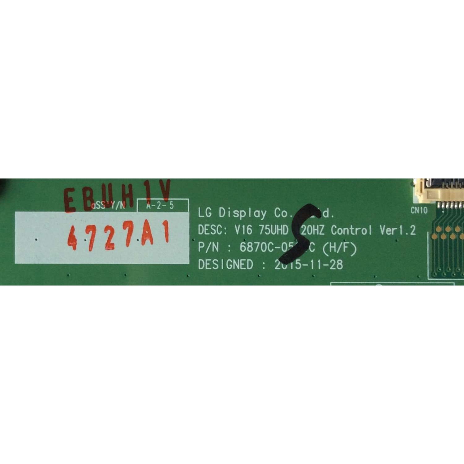 T-CON / LG 6871L-4727A / V16 75UHD 120HZ / 4727A / MODELO 75UH8500-UD.AUSWLJR / PANEL LC750EQF(FJ)(F1)	 - Imagen 2