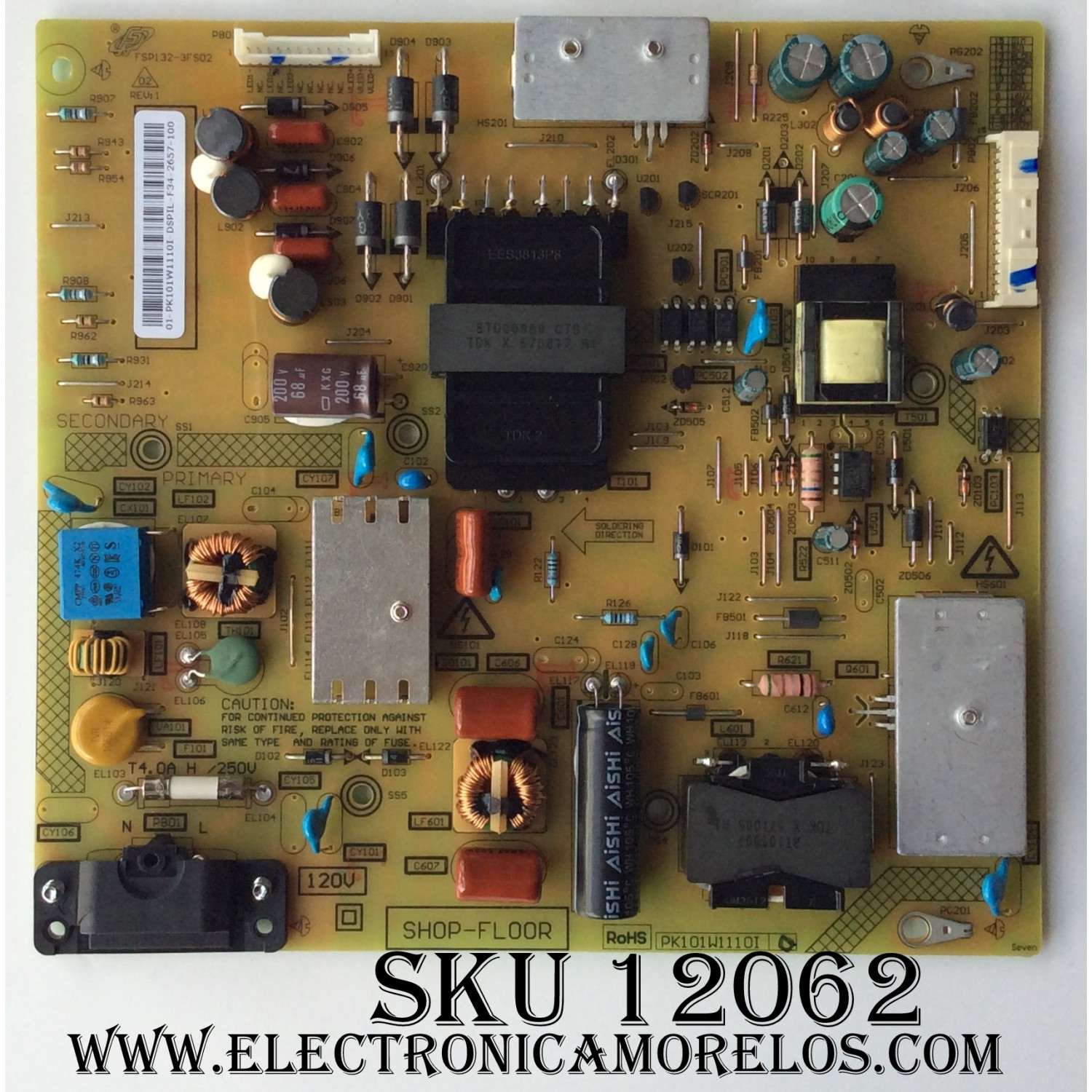 FUENTE DE PODER / TOSHIBA PK101W1110I / FSP132-3FS02 / MODELO 55L310U Rev. A	