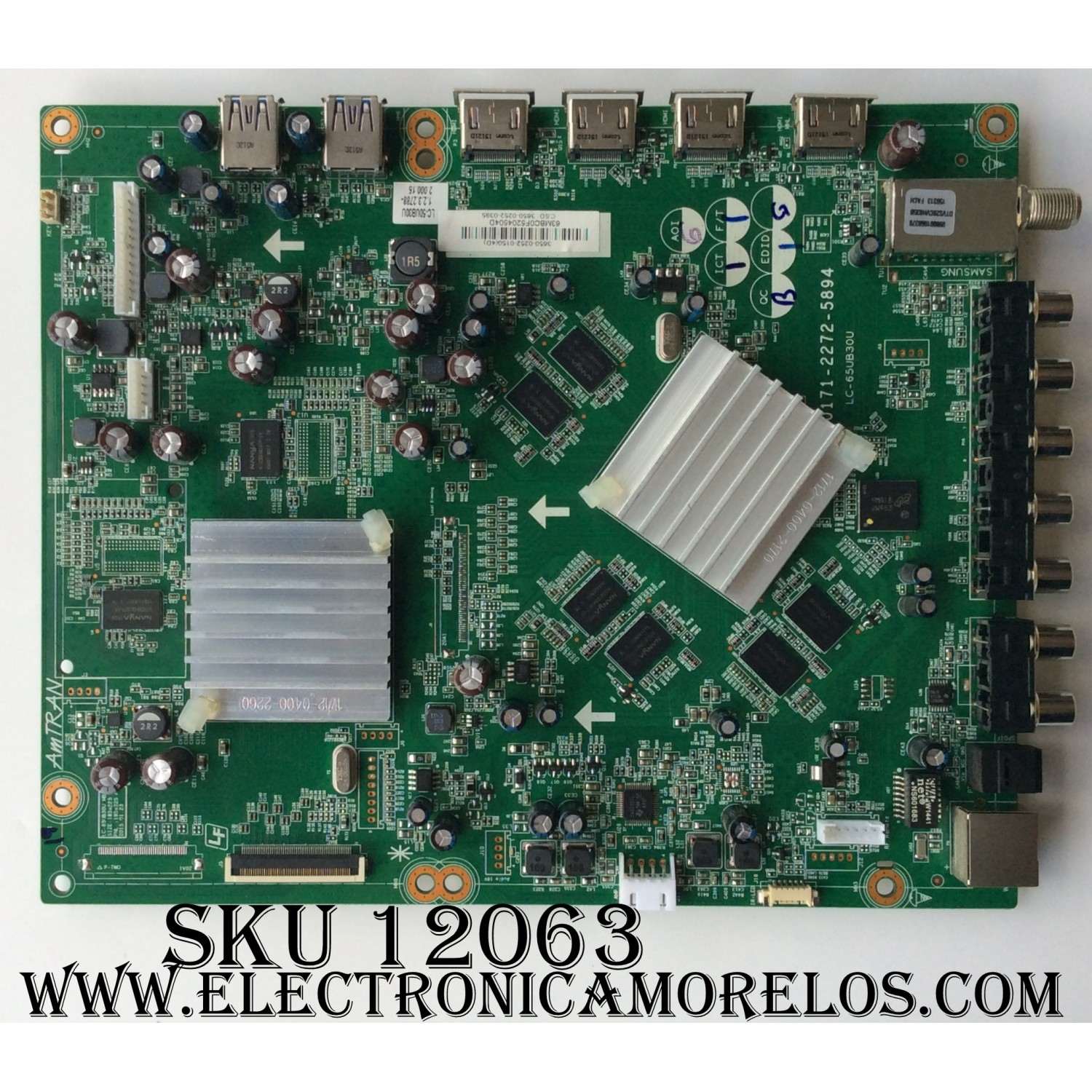 MAIN PARA TV SHARP / NUMERO DE PARTE 3650-0252-0150 / 0171-2272-5894 / 3650-0252-0150R / 3650-0252-0395 / DISPLAY T500QVN02.0 / MODELO LC-50UB30U