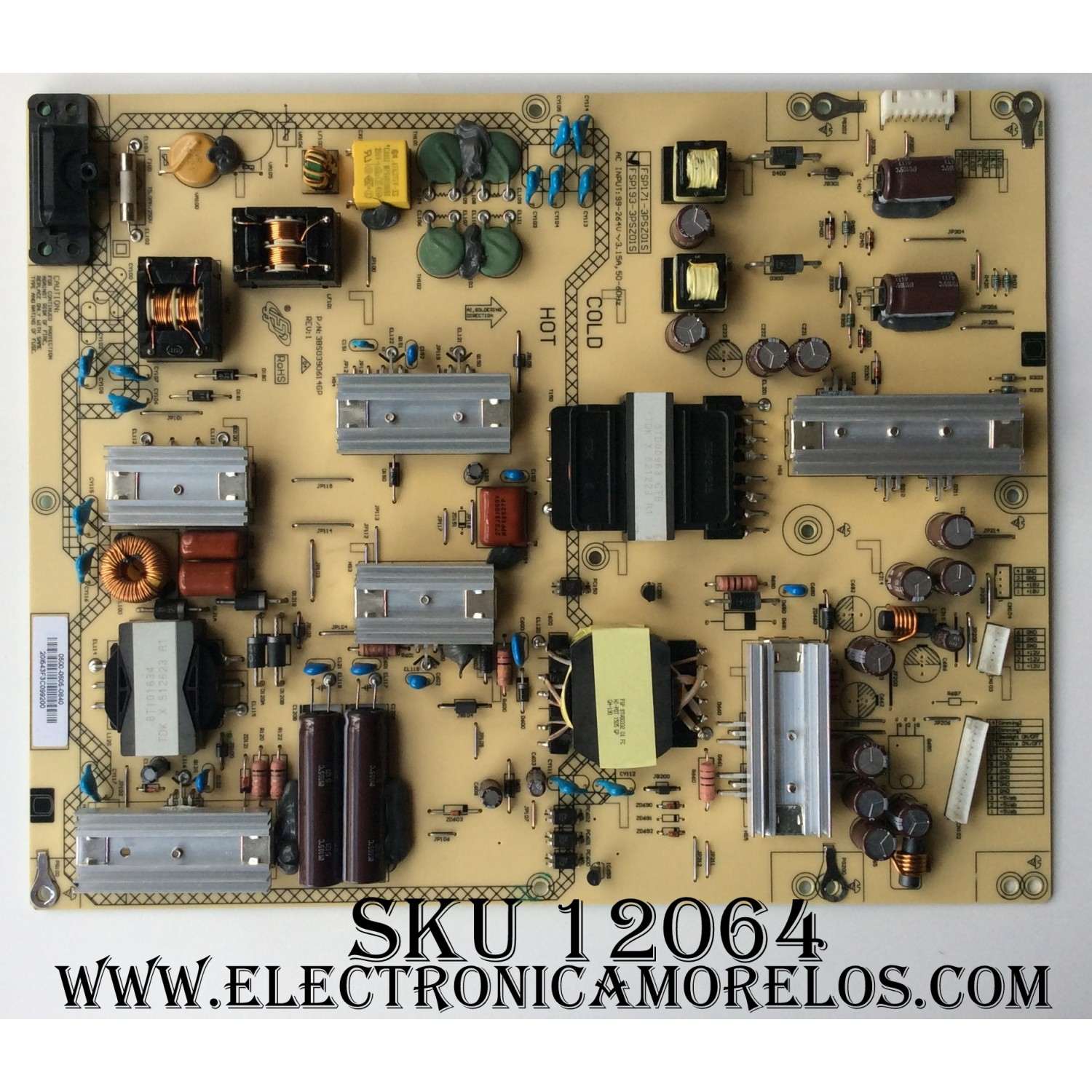FUENTE DE PODER PARA TV SHARP / NUMERO DE PARTE 050006050840 / FSP193-3PSZ01S / 0500-0605-0840 / 3BS0390614GP / 0500-0605-0840R / DISPLAY T500QVN02.0 / MODELO LC-50UB30U