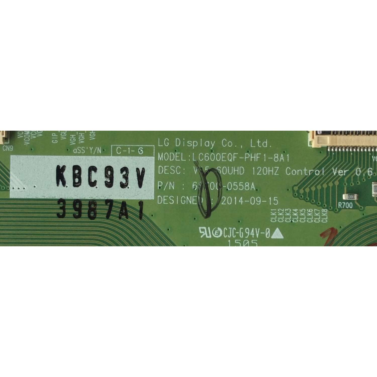T-CON LG 3987A / 6871L-3987A / 6870C-0558A / PARTE SUSTITUTA 6871L-4057A / PANEL LC600EQF (FH)(M1) / MODELOS 60UF7300-UT AUSYLJR / 60UF7700-UJ BUSYLJR - Imagen 2