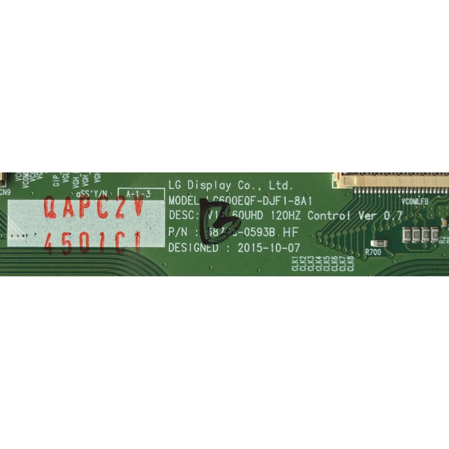 T-CON PARA TV LG / NUMERO DE PARTE 6871L-4501C / 4501C / 6870C-0593B / LC600EQF-DJF1-8A1 / PANEL LC600EQF(FJ)(M1) / MODELO 60UH7700-UB / 60UH7700-UB.BUSWLJR - Imagen 2