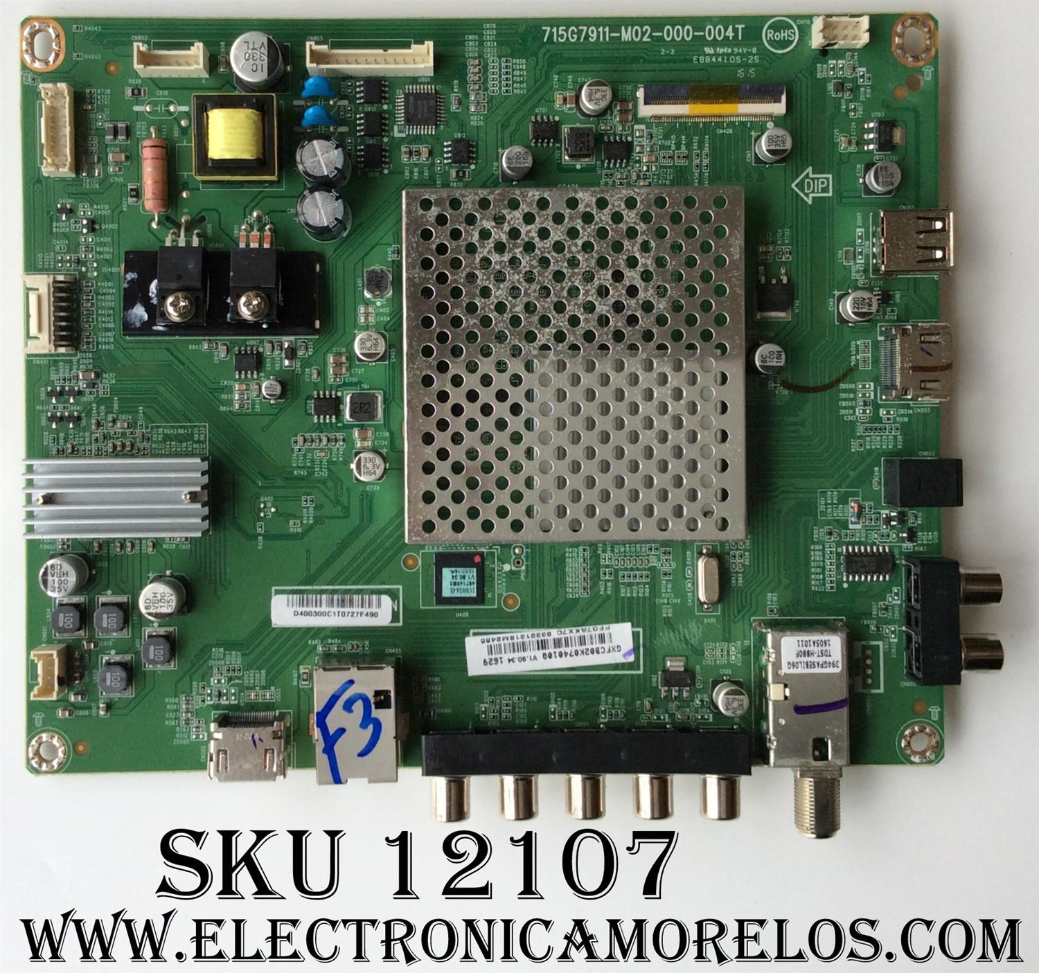 MAIN VIZIO 756TXFCB02K0740 / GXFCB02K074 / GXFCB02K0740 / XFCB02K074 / XFCB02K0740 / 715G7911-M02-000-004T / GXFCB02K074010Q  / MODELO D40-D1 LTBETVFS  D40-D1 LTBETVCS  / D40-D1 LTTETVCS / D40-D1 LTTETVFS / PANEL TPT400LA-HN02.S REV:SG02B	