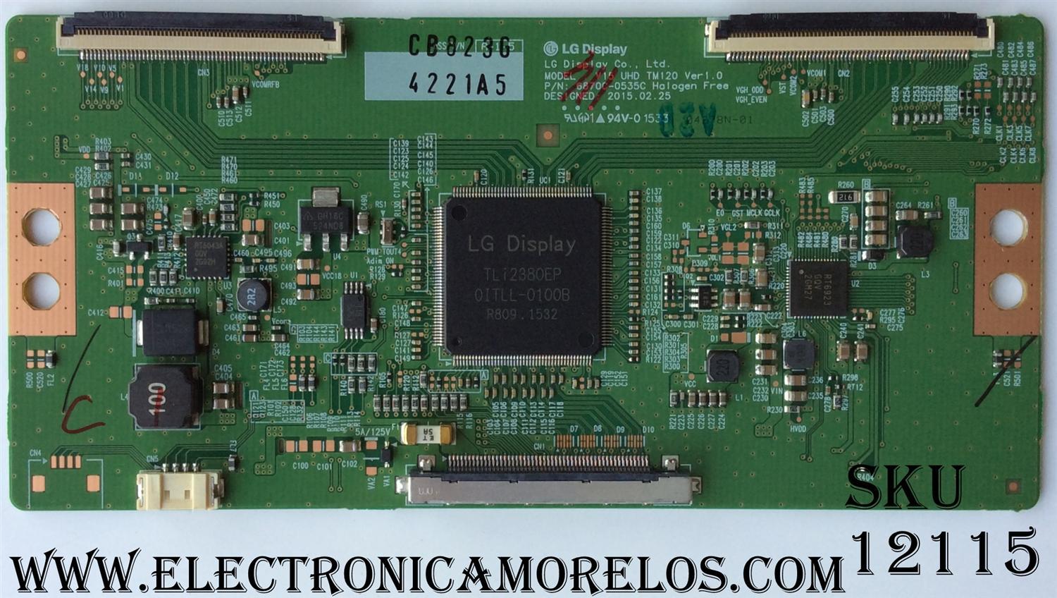 T-CON ORIGINAL PARA TV LG / NUMERO DE PARTE 6871L-4221A / 6870C-0535C / 4221A / PANEL LC490EGE (FH)(M1) / MODELOS 49UF6430-UB / 49UF6430-UB AUSYLJR / 49UF6430-UB BUSYLJR