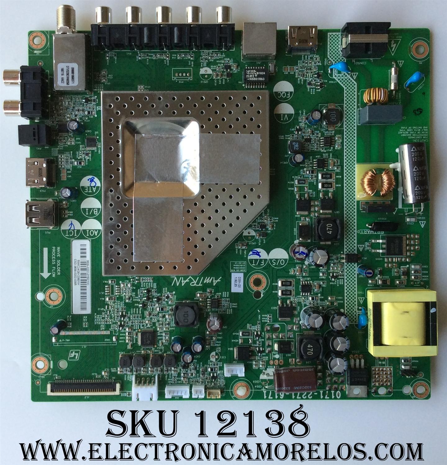 MAIN FUENTE (COMBO) PARA TV VIZIO / NUMERO DE PARTE 3639-0202-0150 / 0171-2271-6171 / 3639-0202-0395 / PANEL T390XVN01.0 / MODELOS D39H-D0 LAUAUICS / D39H-D0 LAUAUIDS / D39H-D0 LAUAUIES