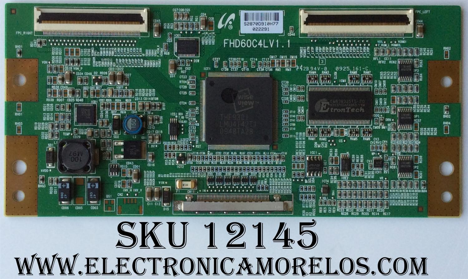 T-CON / SAMSUNG LJ94-02870D / 2870D / FHD60C4LV1.1 / MODELO LN52B530P7FXZA / PANEL LTF520HB07-B02	