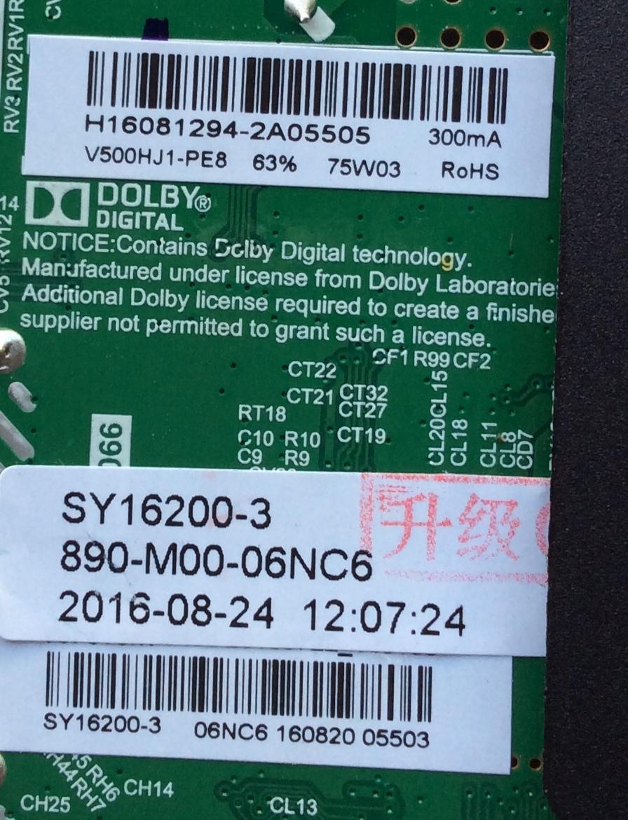 MAIN FUENTE PARA TV ELEMENT / NUMERO DE PARTE 890-M00-06NC6 / TP.MS3393.PB801 / DISPLAY V500HJ1-PE8 / MODELO ELEFW5016 - Imagen 2