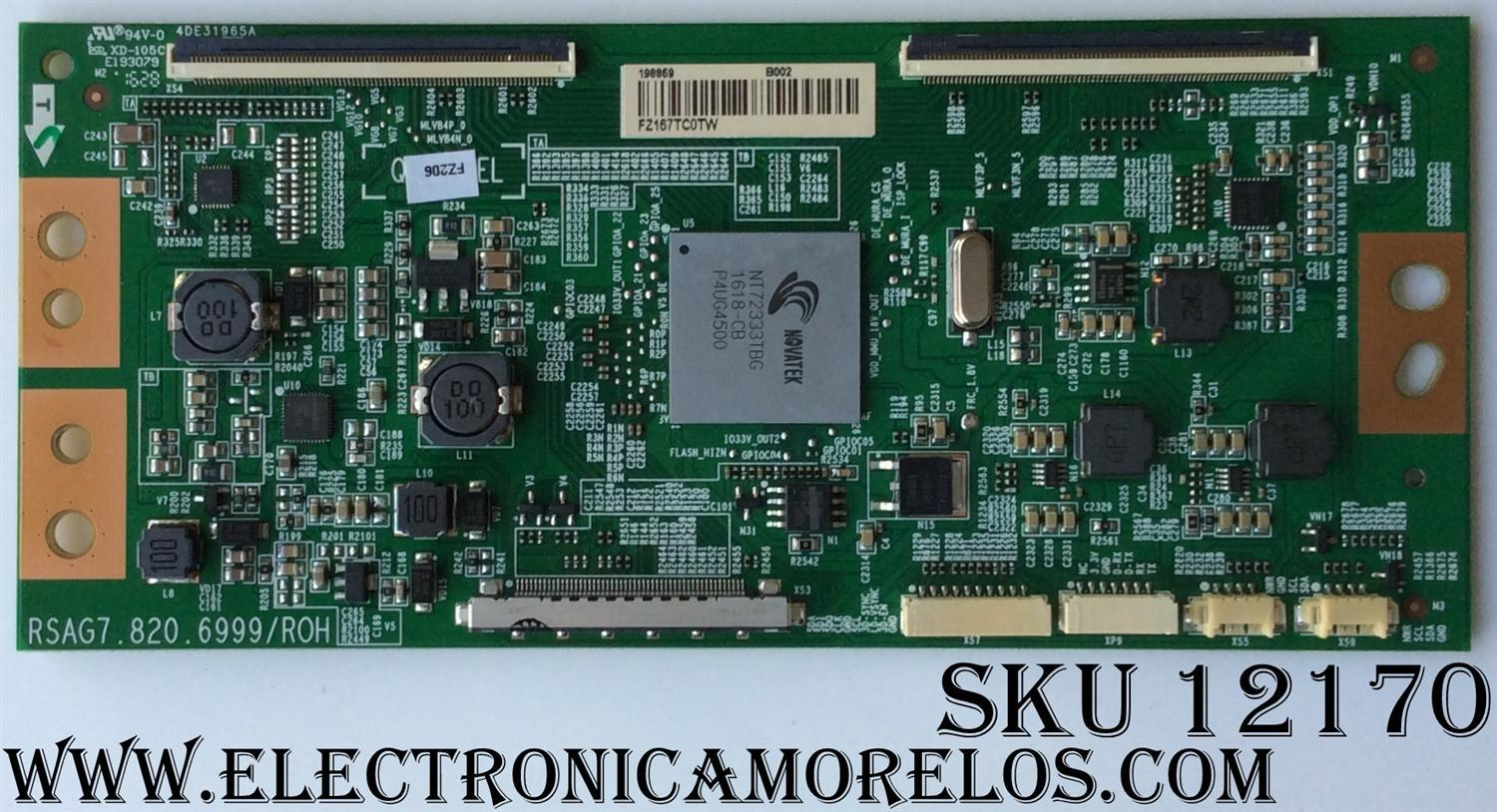 T-CON / SHARP 198859 / RSAG7.820.6999/ROH /8 / MODELO LC-50N6000U / PANEL HD500DU-B52