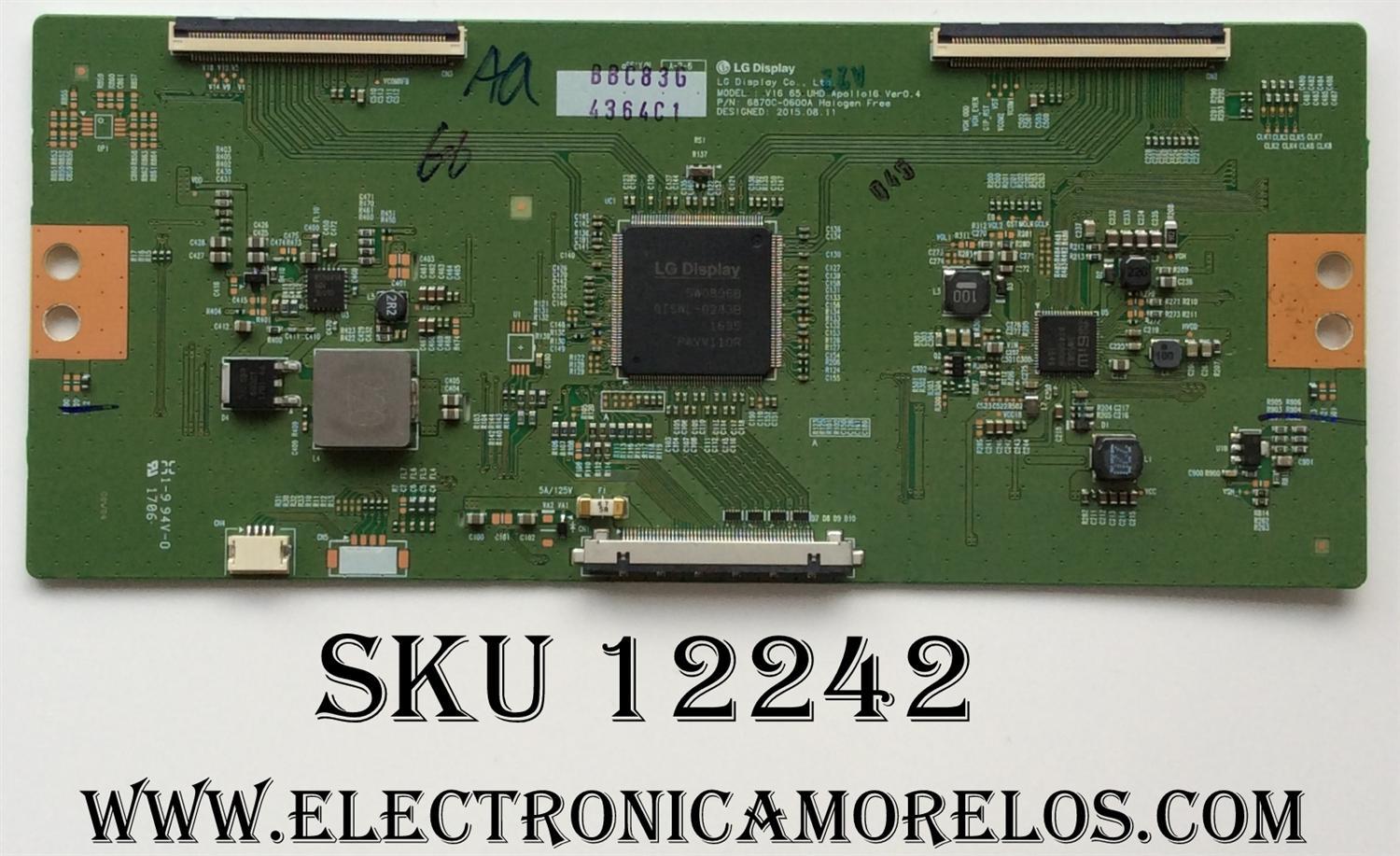 T-CON / LG 6871L-4364C / 6870C-0600A / 4364C / MODELO 65UH7650-UA.BUSWLJR / PANEL LC650EGE(FJ)(M1)	