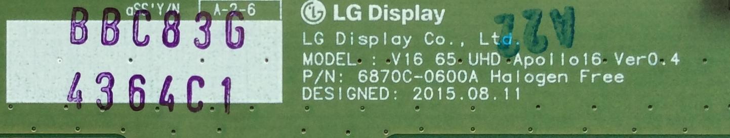 T-CON / LG 6871L-4364C / 6870C-0600A / 4364C / MODELO 65UH7650-UA.BUSWLJR / PANEL LC650EGE(FJ)(M1)	 - Imagen 2