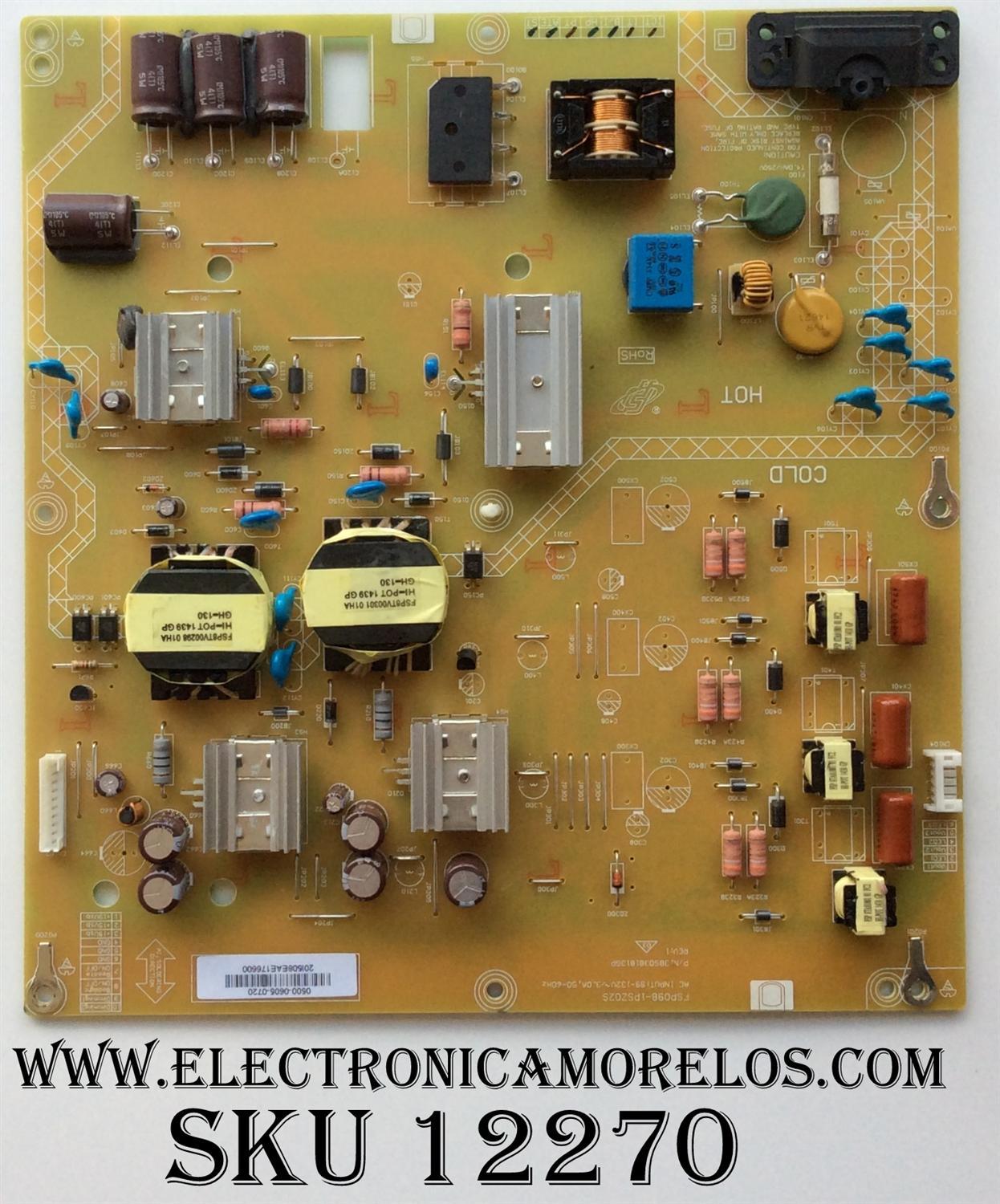 FUENTE DE PODER / SHARP 0500-0605-0720 / FSP098-1PSZ02S / 3BS0381813GP / MODELO LC-43LE551U	