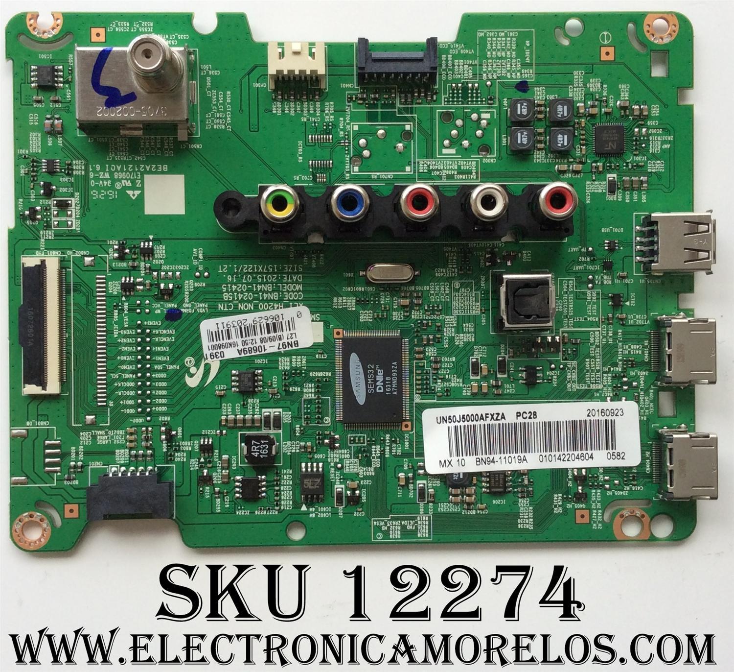 MAIN PARA TV SAMSUNG / NUMERO DE PARTE BN94-11019A / BN41-02415B / BN97-10689A / BN94-08223W / PANEL CY-JJ050BGNV2H / MODELO UN50J5000 / UN50J5000AFXZA JD03
