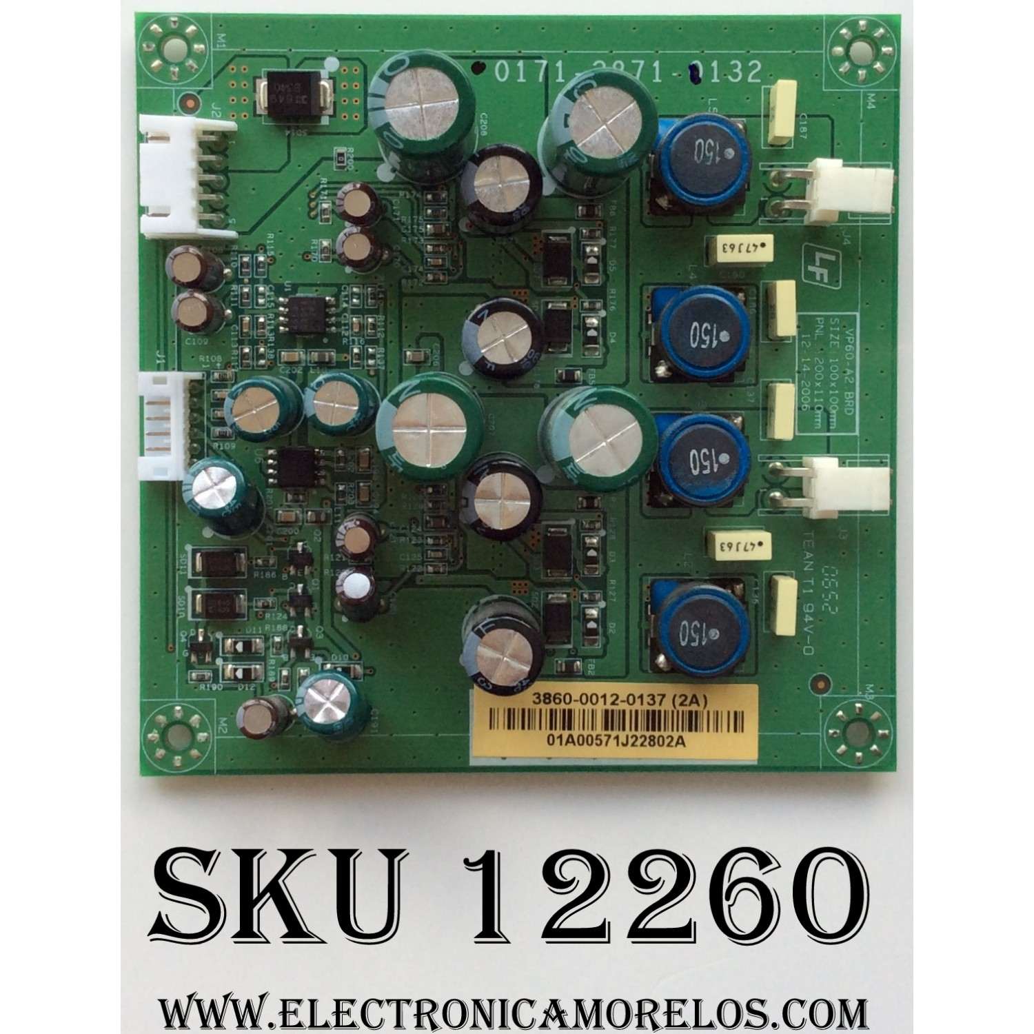 TARJETA DE AUDIO / VIZIO 3860-0012-0137 / 0171-2871-0132 / MODELO VM60PHDTV10A / SUSTITUTA 3860-0022-0137	
