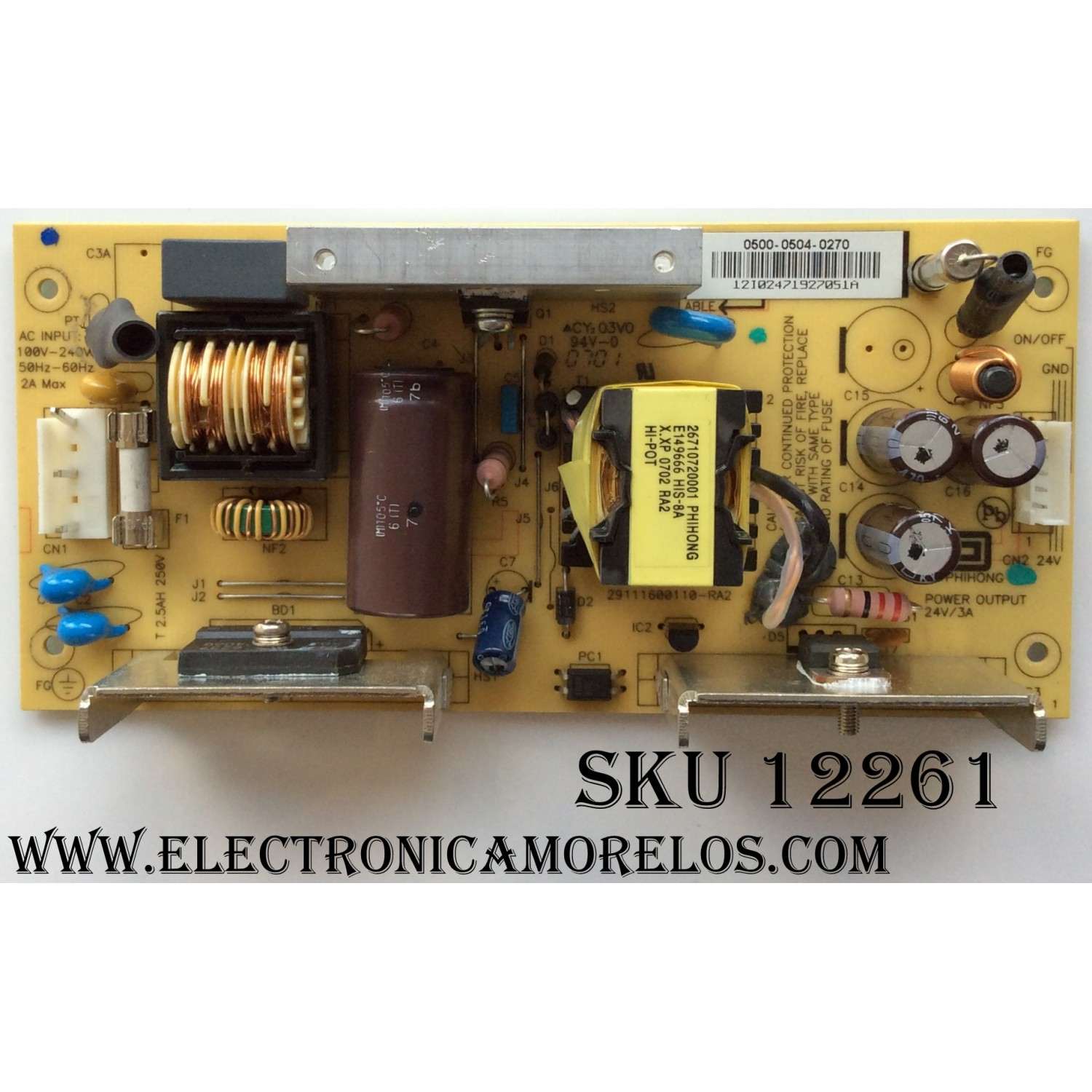 FUENTE DE PODER / VIZIO 0500-0504-0270 / 050005040270 / 29111600110 / PSM72W-240F-R / 29111600110-RA1 / 0500-0504-0270R / 29111600110-RA2 / MODELO VM60PHDTV10A