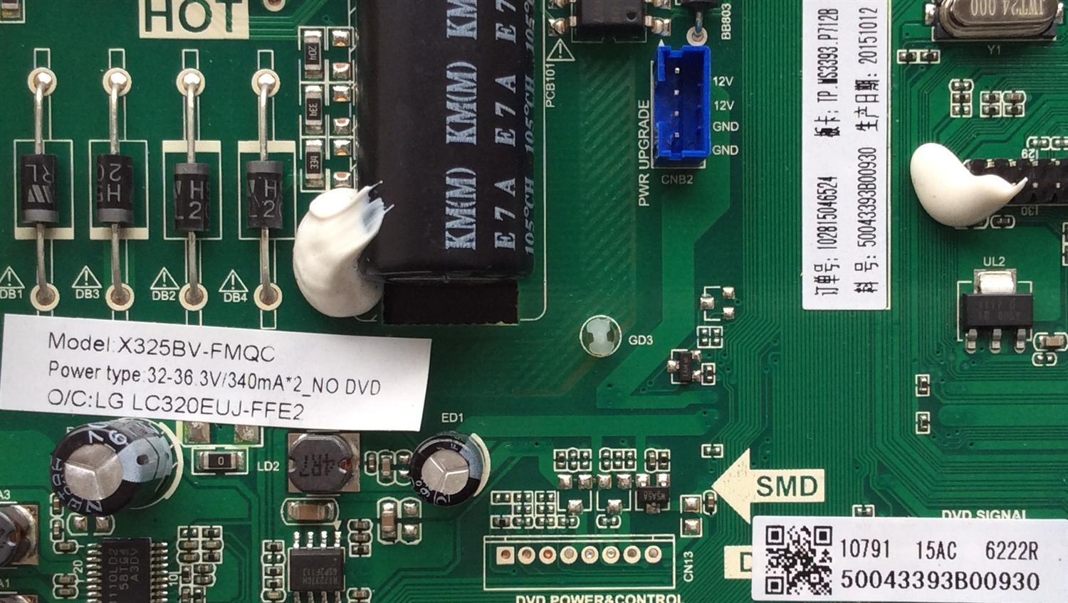 MAIN / FUENTE / SCEPTRE 50043393B00930 / TP.MS3393.P712 / MODELO X325BV-FMQC / PANEL LC320EUJ-FFE2	 - Imagen 2