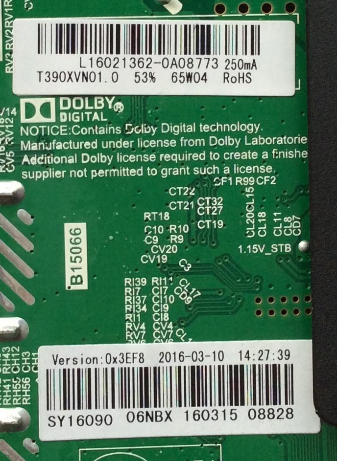 MAIN / FUENTE / (COMBO) / ELEMENT L16021362 / SY16090 / TP.MS3393.PB801 / MODELO ELEFW3916 / PANEL T390XVN01.0	 - Imagen 2