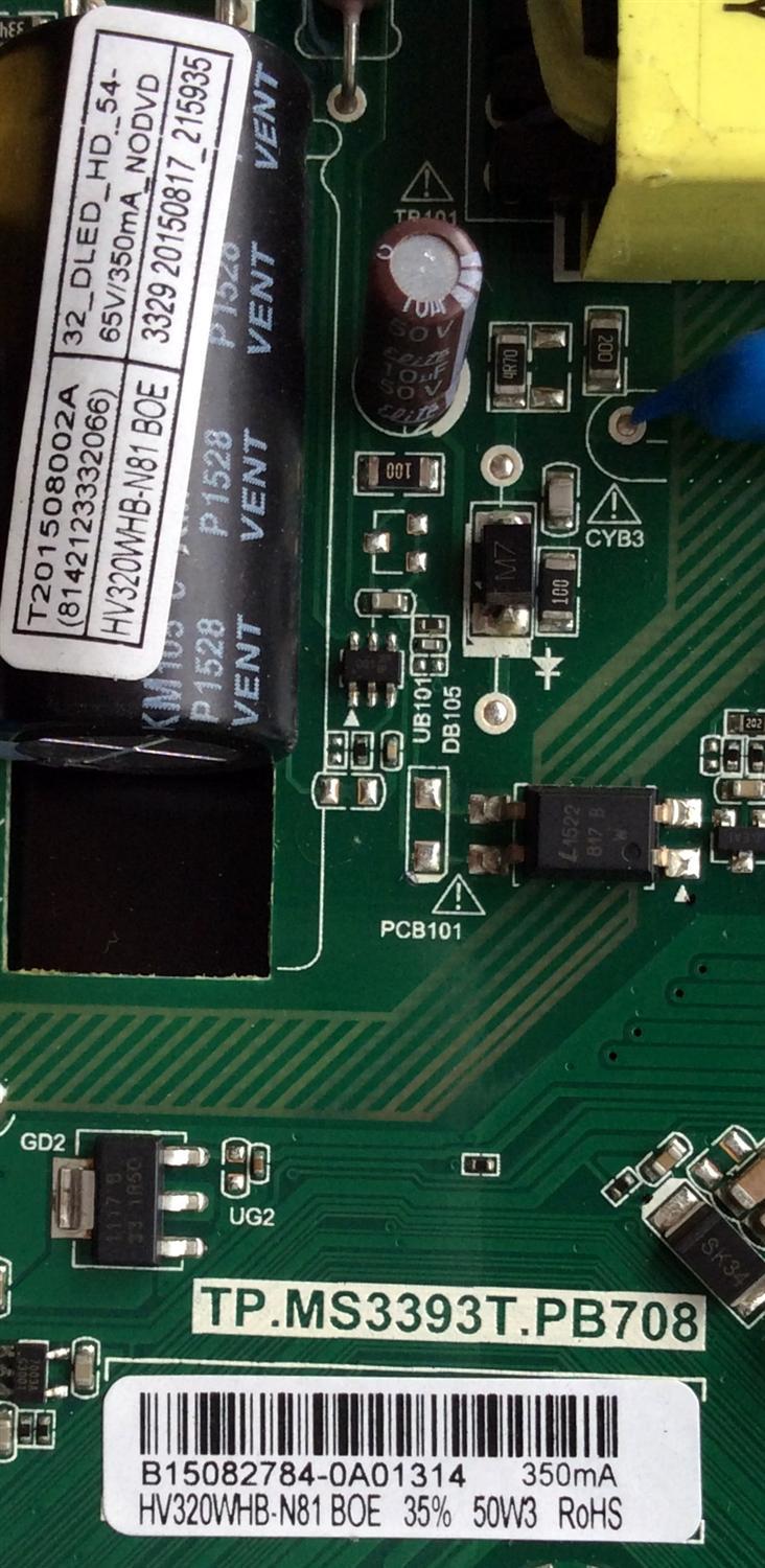 MAIN / FUENTE / (COMBO) PROSCAN B15082784 / TP.MS3393T.PB708 / MODELO 32" / PANEL HV320WHB-N81	 - Imagen 2