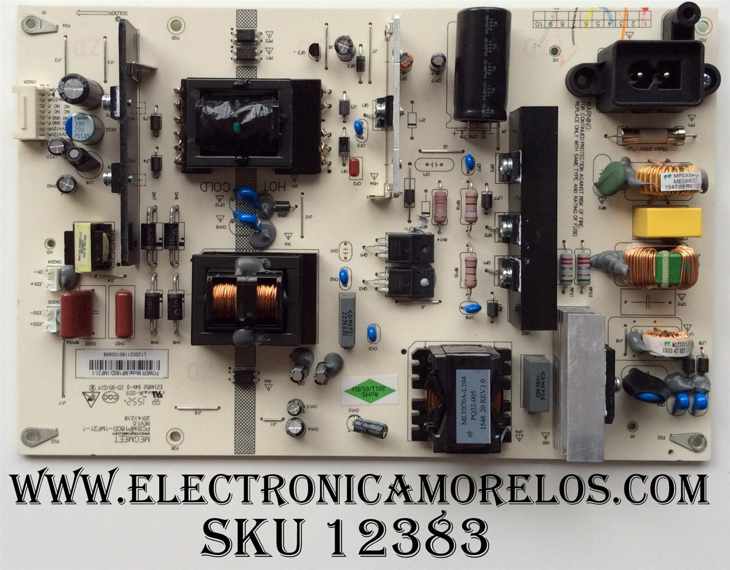 FUENTE DE PODER / HITACHI MP180D-1MF21-1 / MP180D-1MF21-1 REV:1.0 / MODELO LU55V809 / PANEL C550U15-E3-L(G21)	