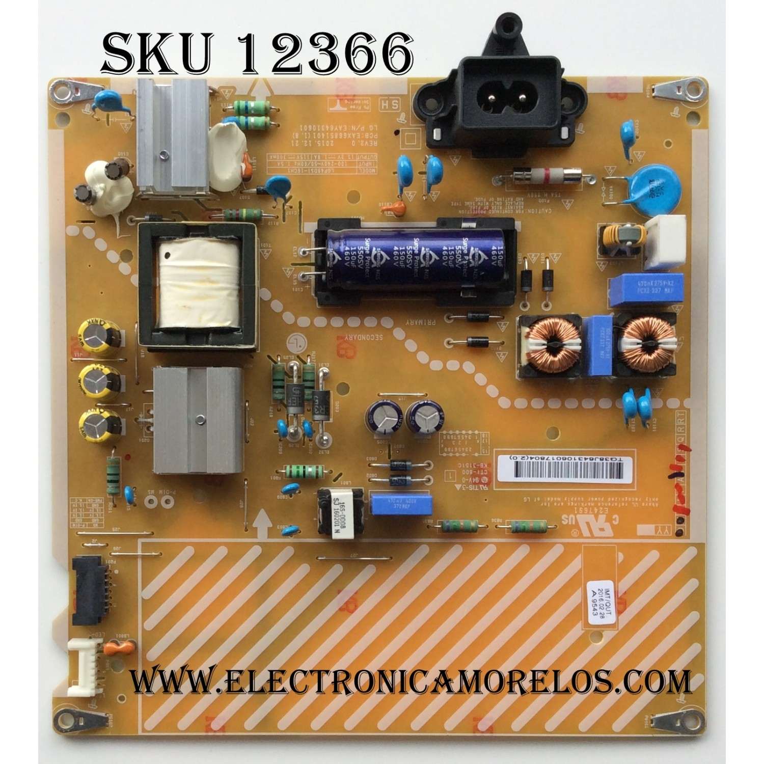 FUENTE DE PODER / LG EAY64310601 / 64310601 / EAX66851401(1.8) / LGP49DS1-16CH1 / MODELO 49LH5700-UD.AUSGLOR / PANEL NC490DUE-ABEX1	