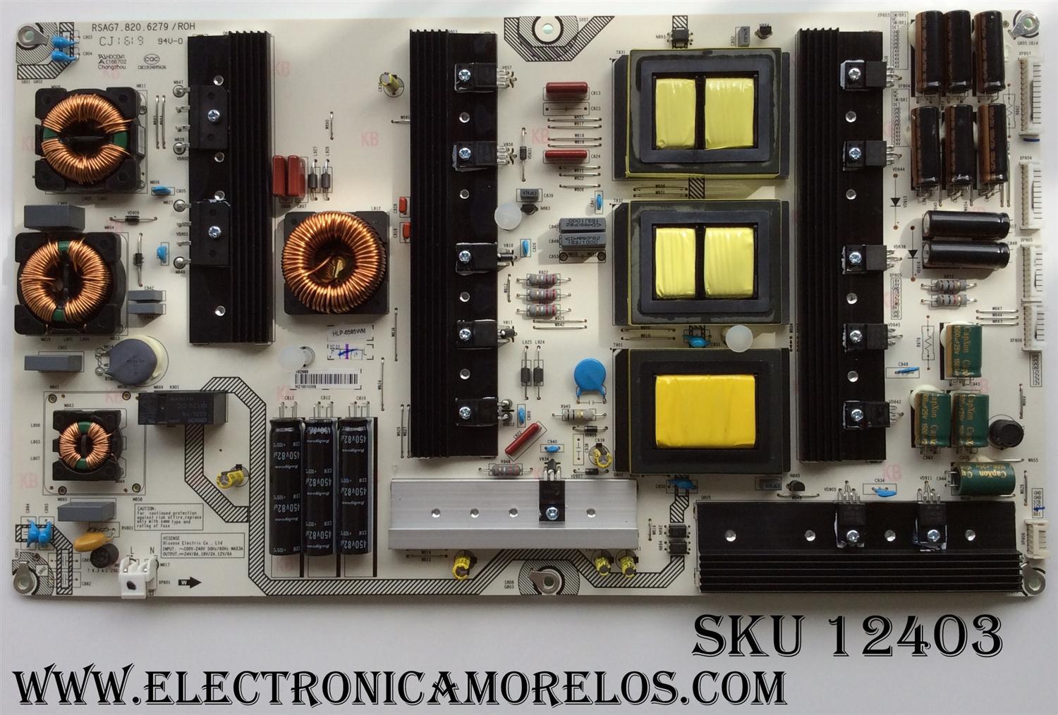 FUENTE DE PODER / SHARP 192998 / RSAG7.820.6279/ROH / / PANEL V750DK1-KS5 REV:F9 / MODELOS LC-75N620CU / LC-75N8000U